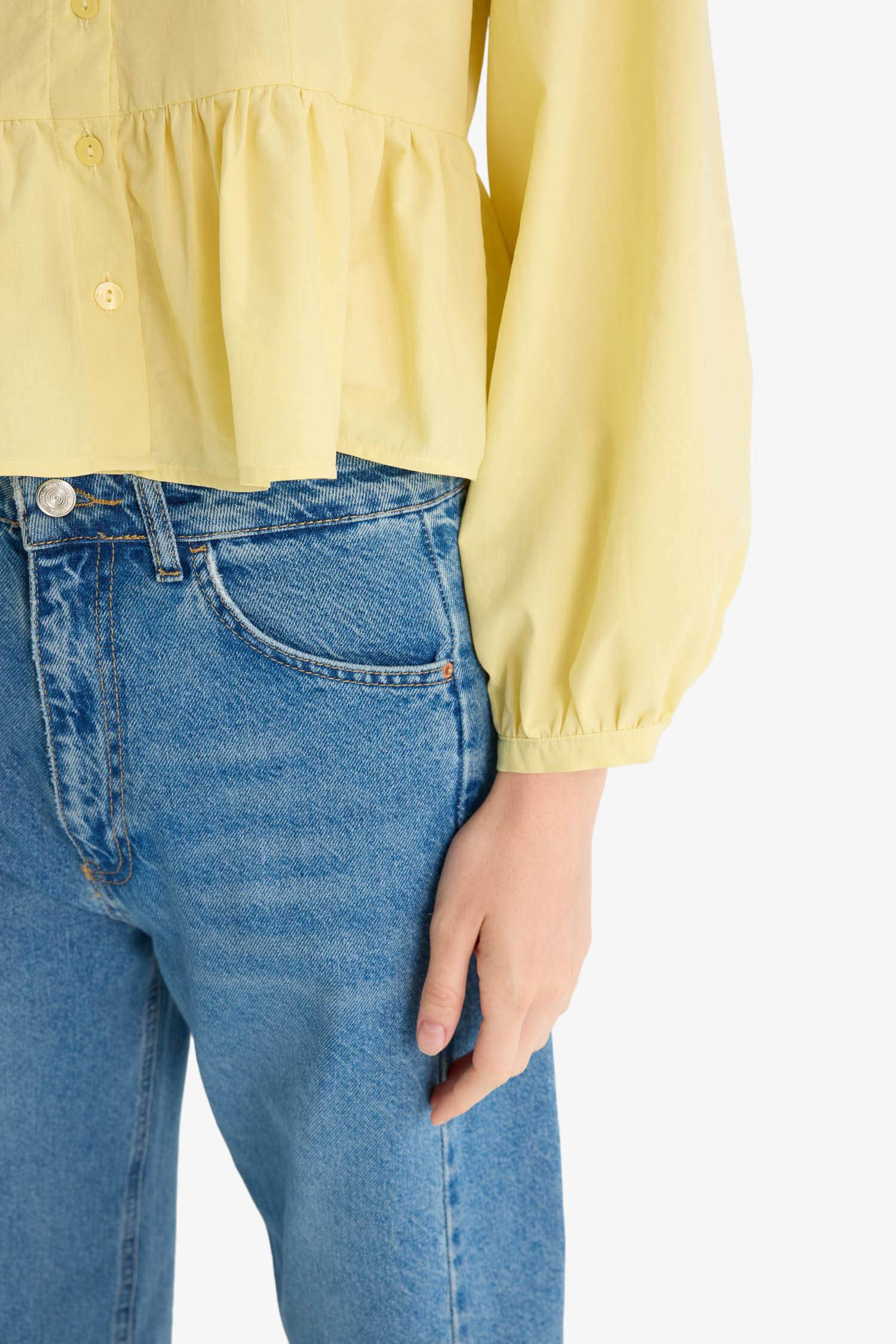 Regular Fit V-Neck Long Sleeve Blouse