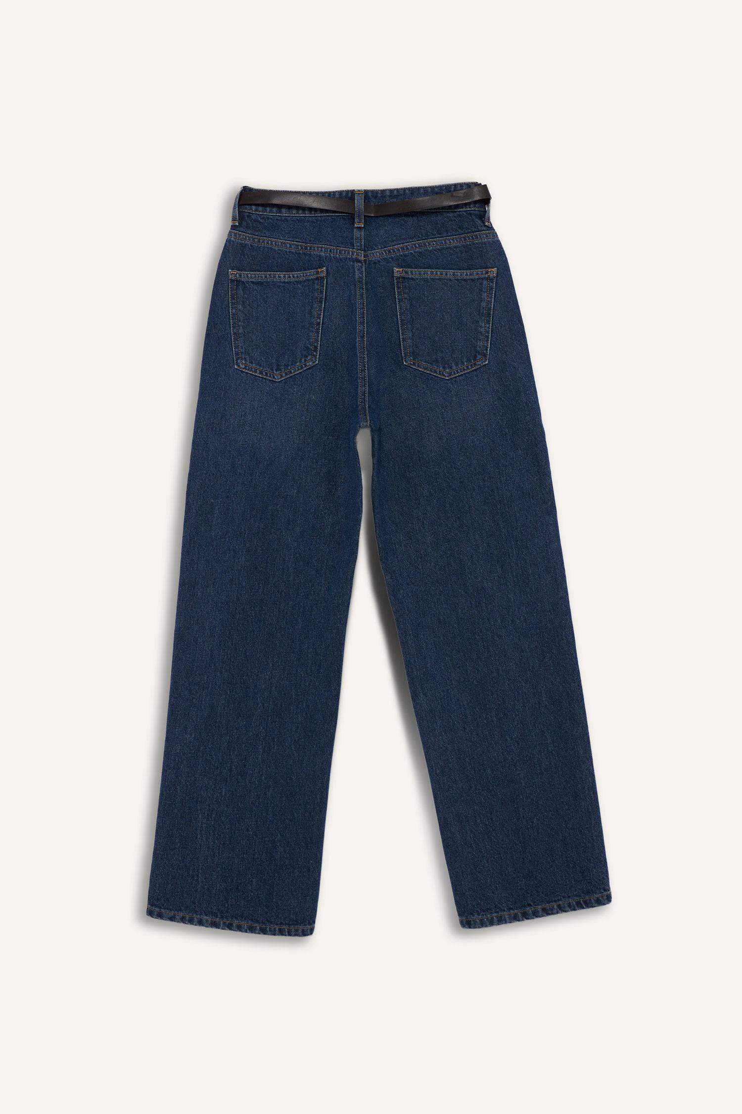 Straight Fit Yüksek Bel Düz Paça Uzun Jean Pantolon