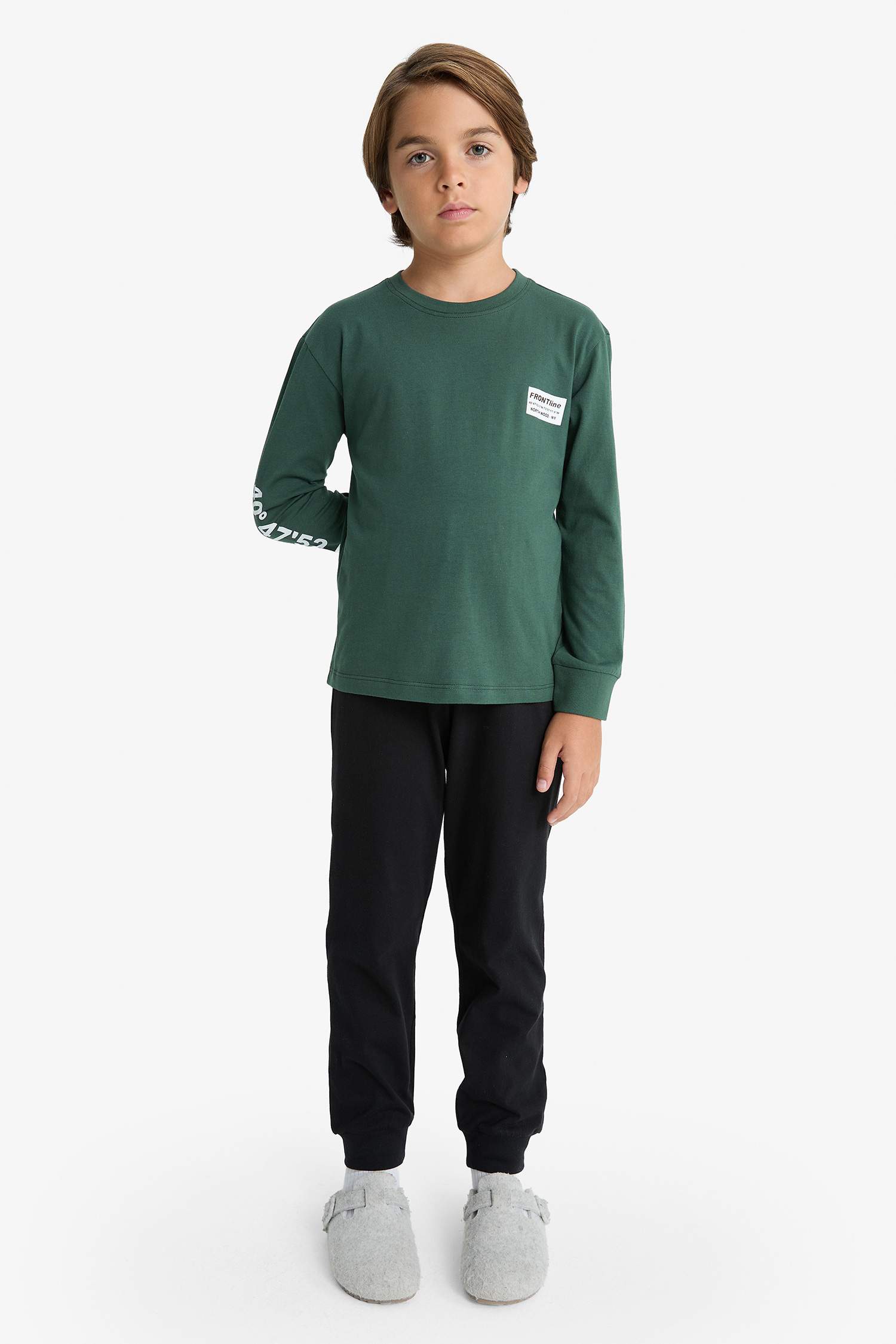 Erkek Çocuk Pijama Takımı Baskılı Uzun Kollu Üst Uzun Alt