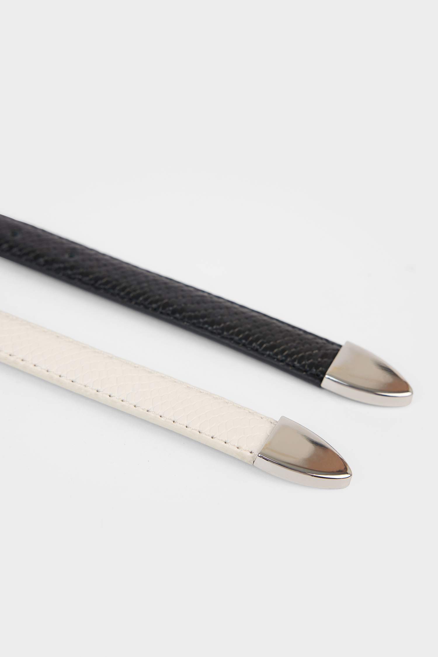 Kadın Oval Toka Suni Deri 2'li Günlük Kemer