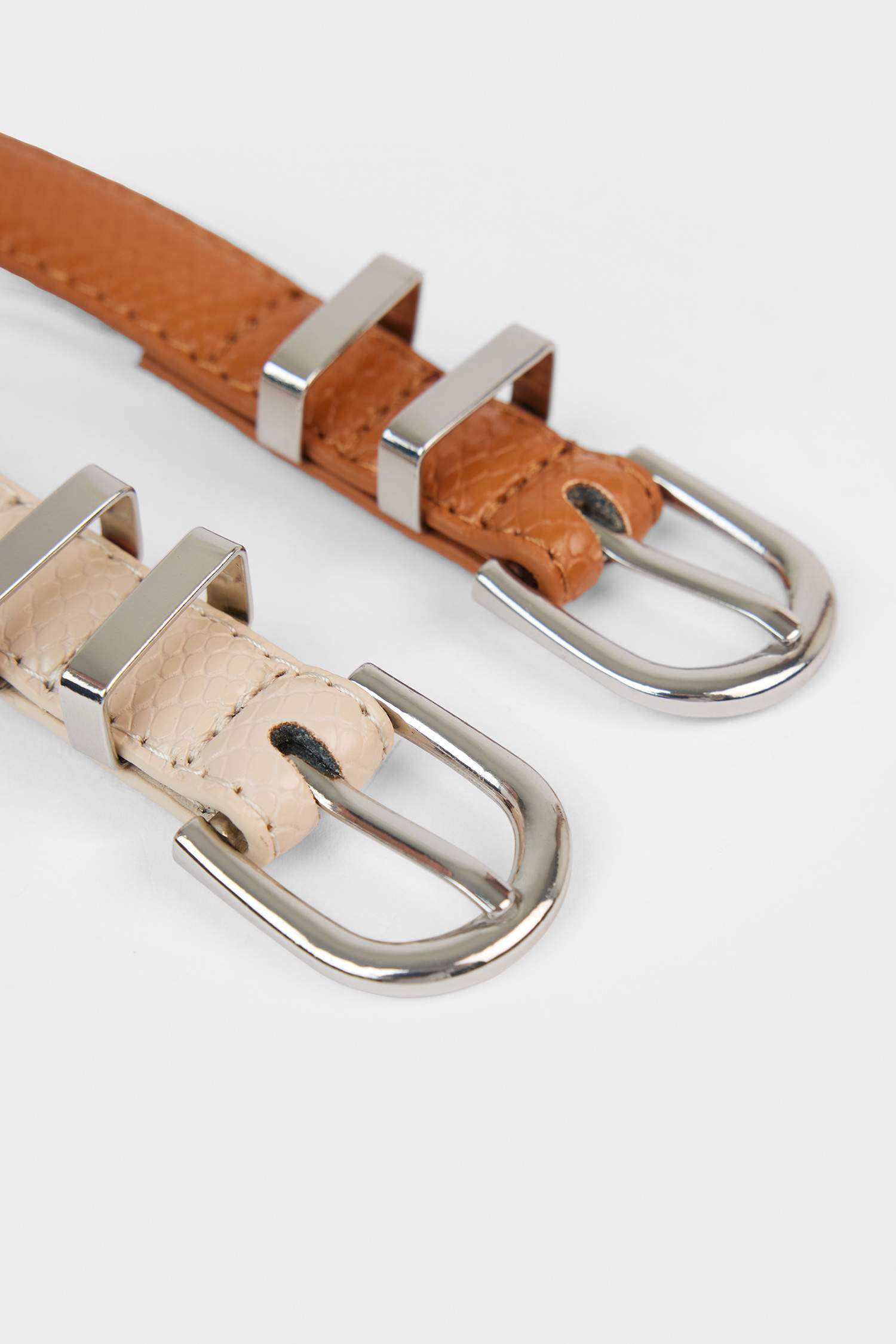 Kadın Oval Toka Suni Deri 2'li Günlük Kemer