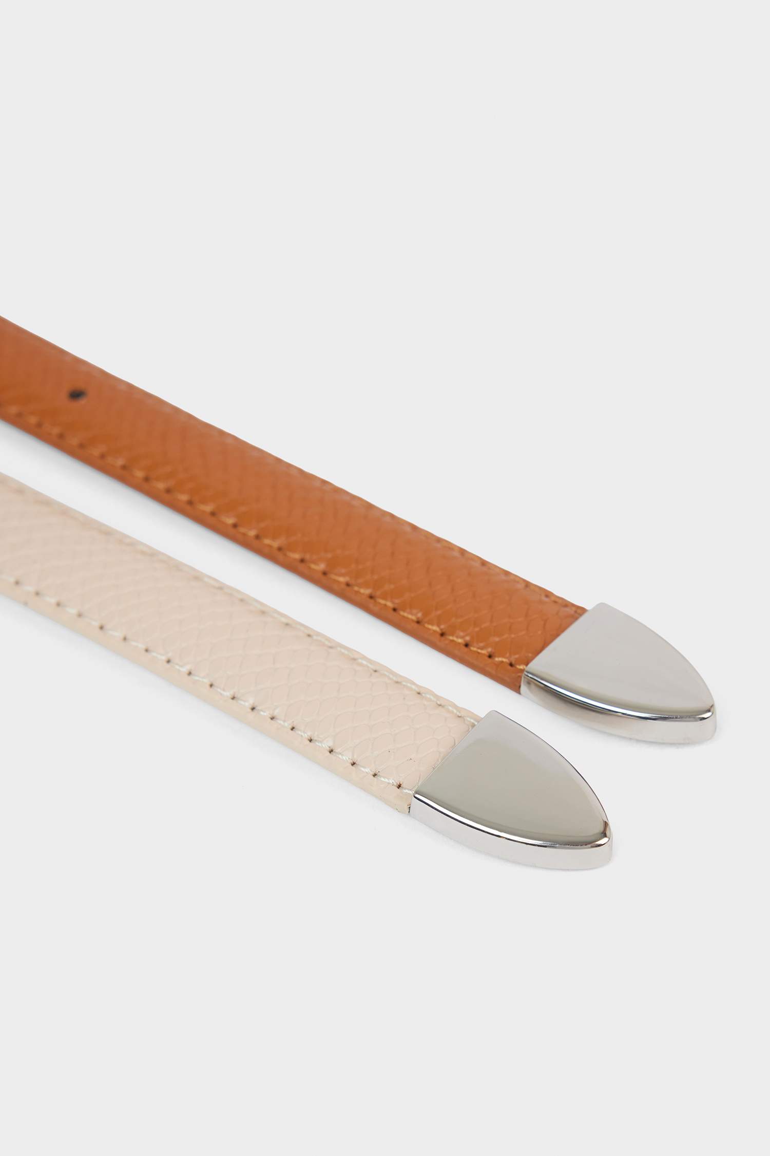 Kadın Oval Toka Suni Deri 2'li Günlük Kemer