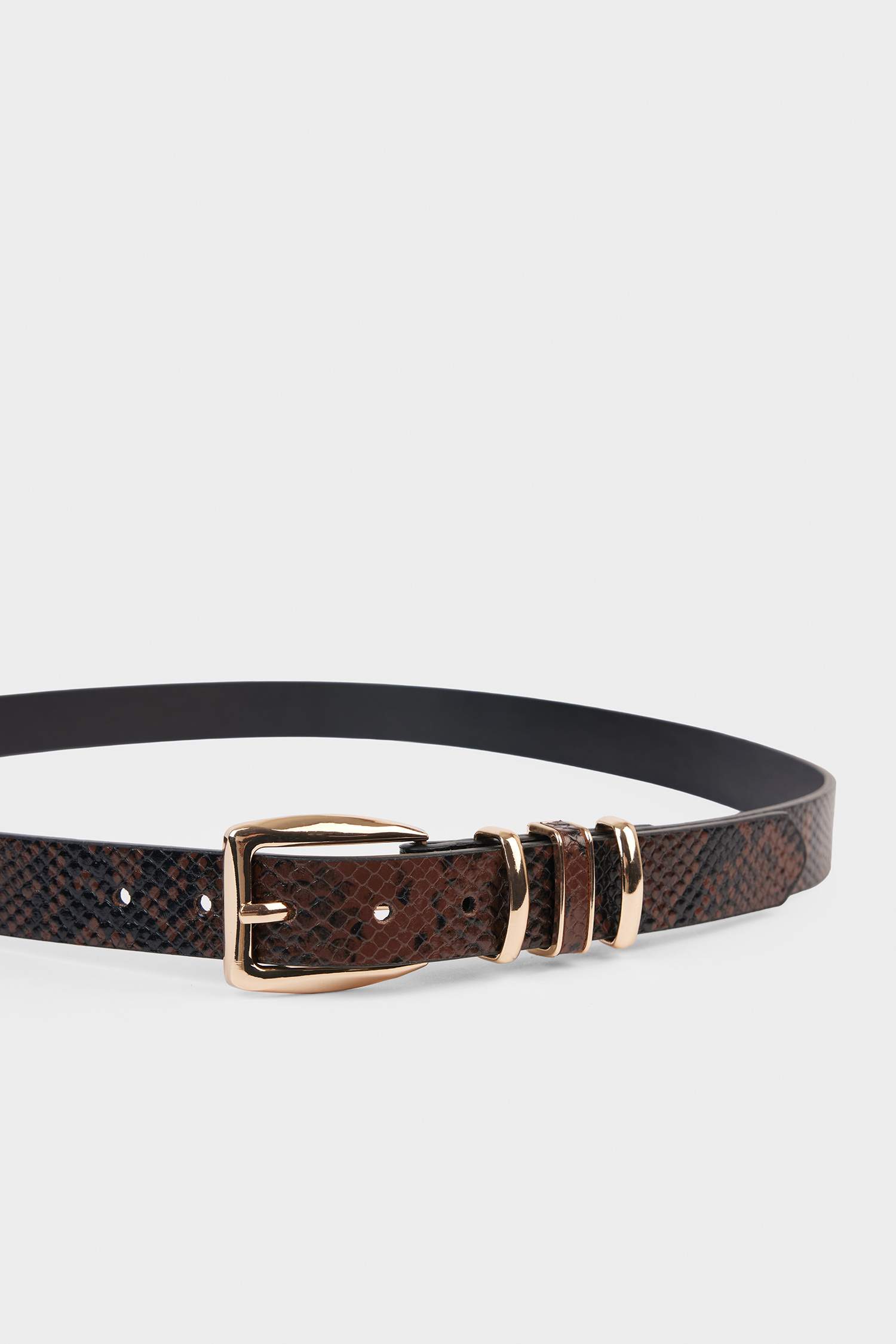 Woman Snakeskin Print Faux Leather Belt