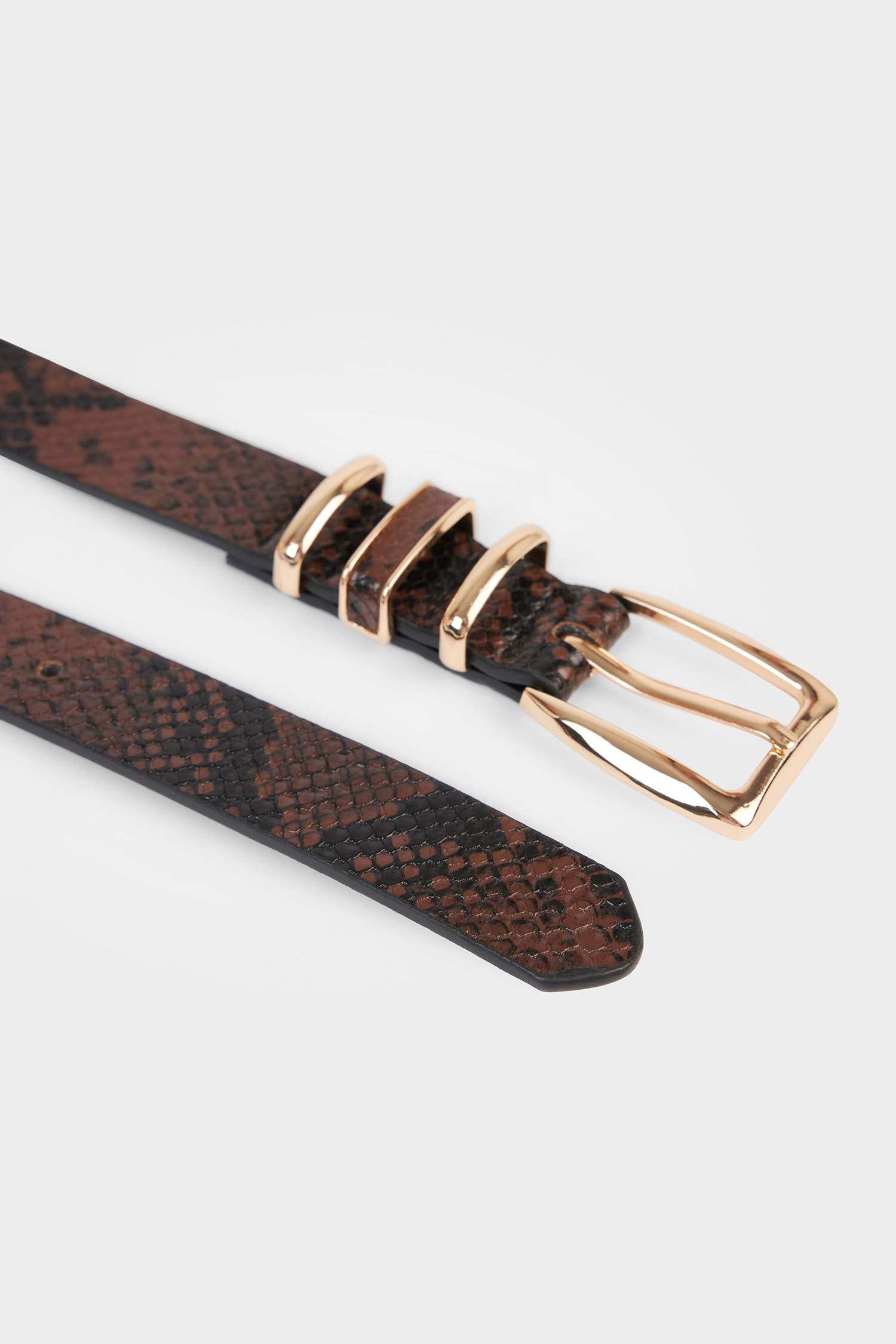 Woman Snakeskin Print Faux Leather Belt