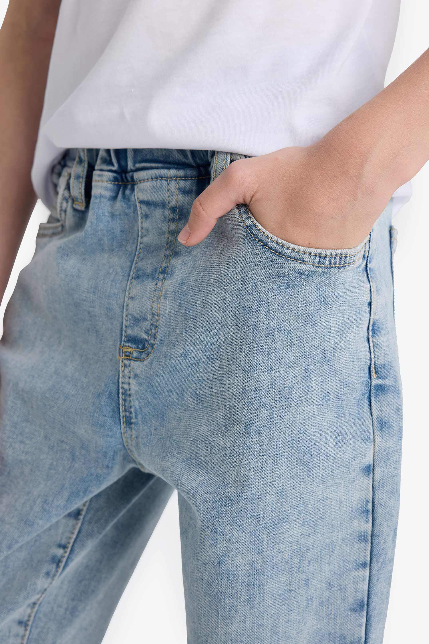 Erkek Çocuk Balloon Fit Düz Paça Jean Pantolon