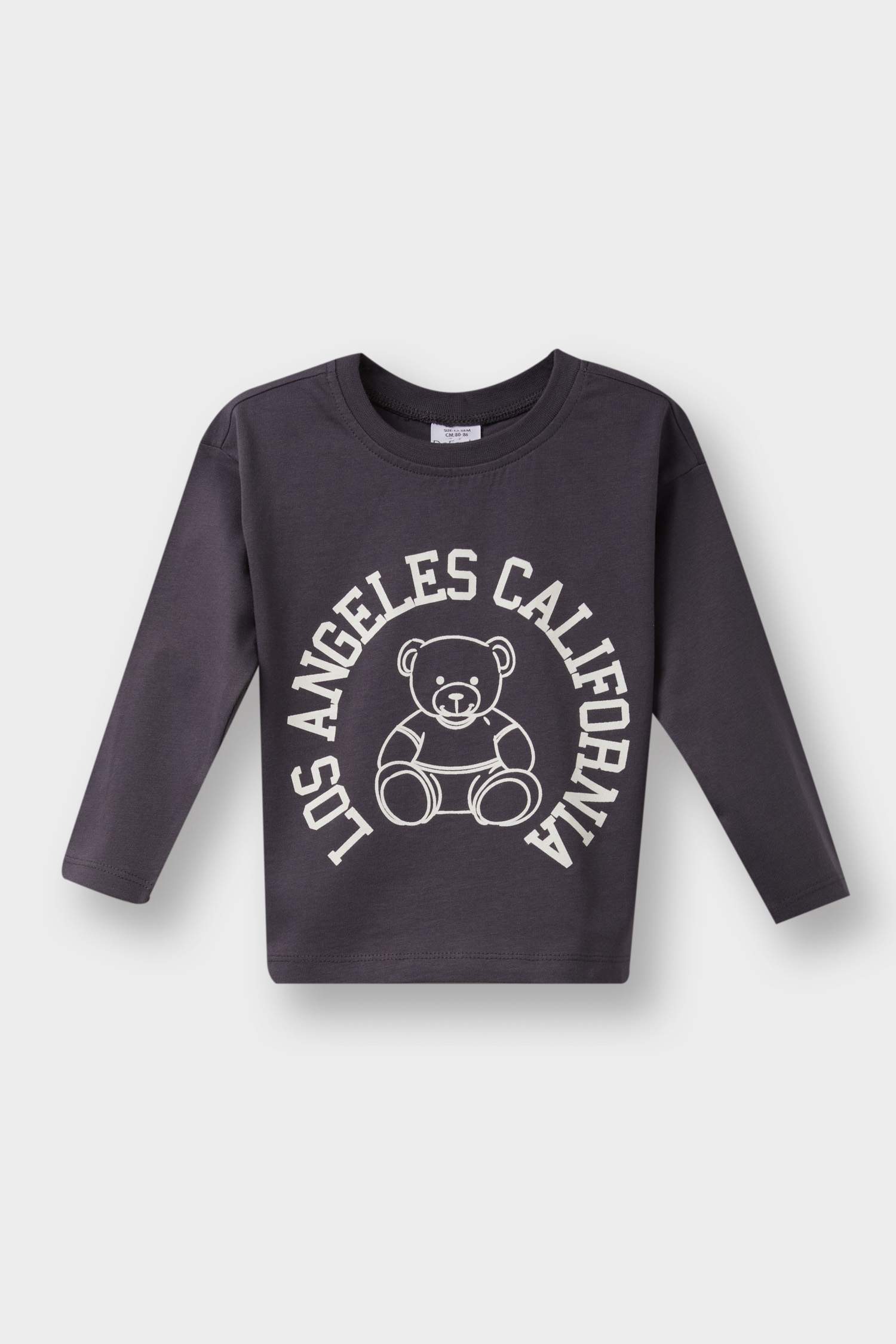 Erkek Bebek Bisiklet Yaka Baskılı 2'li Uzun Kollu Tişört