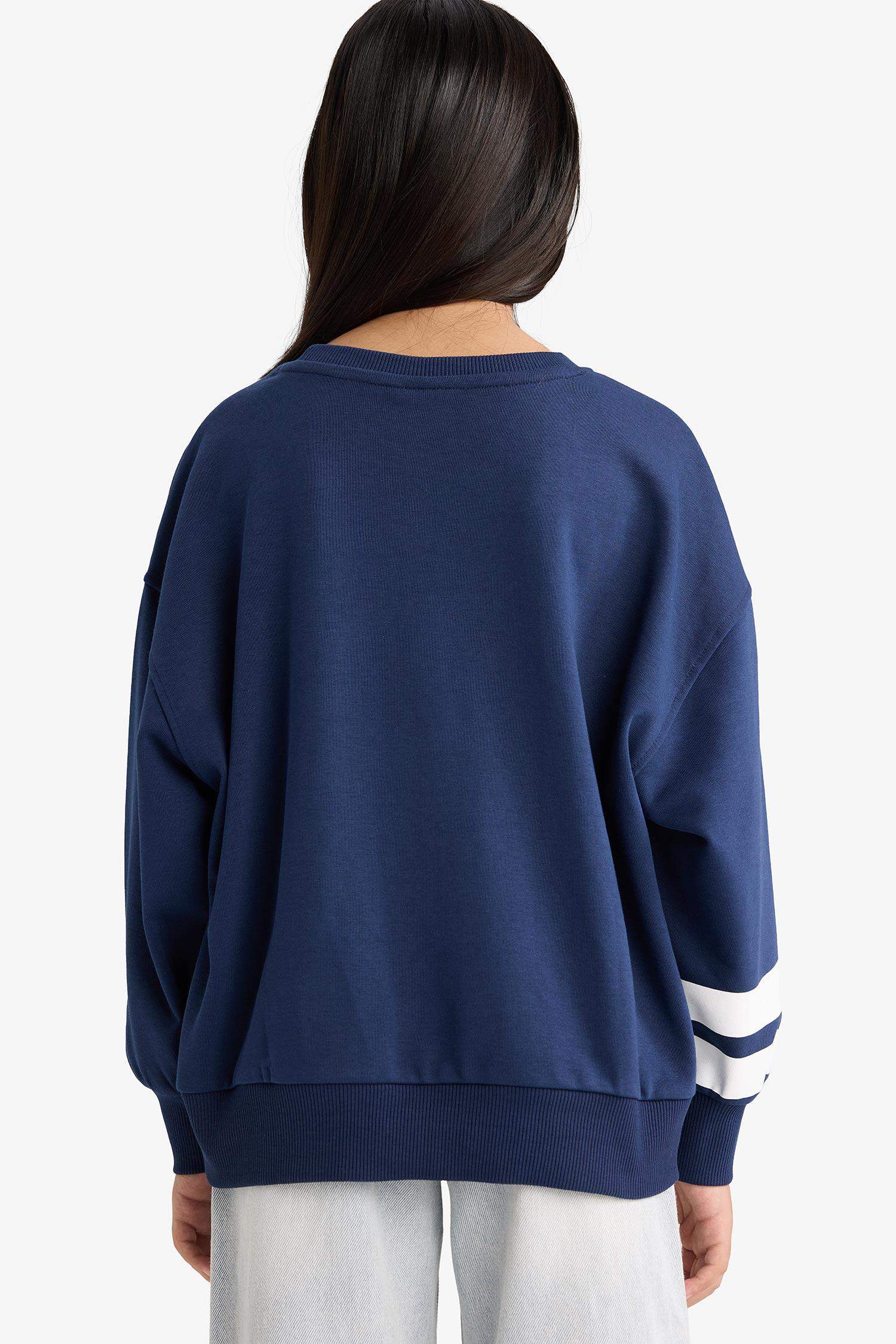 Kız Çocuk Hello Kitty Oversize Geniş Kalıp Bisiklet Yaka Sweatshirt