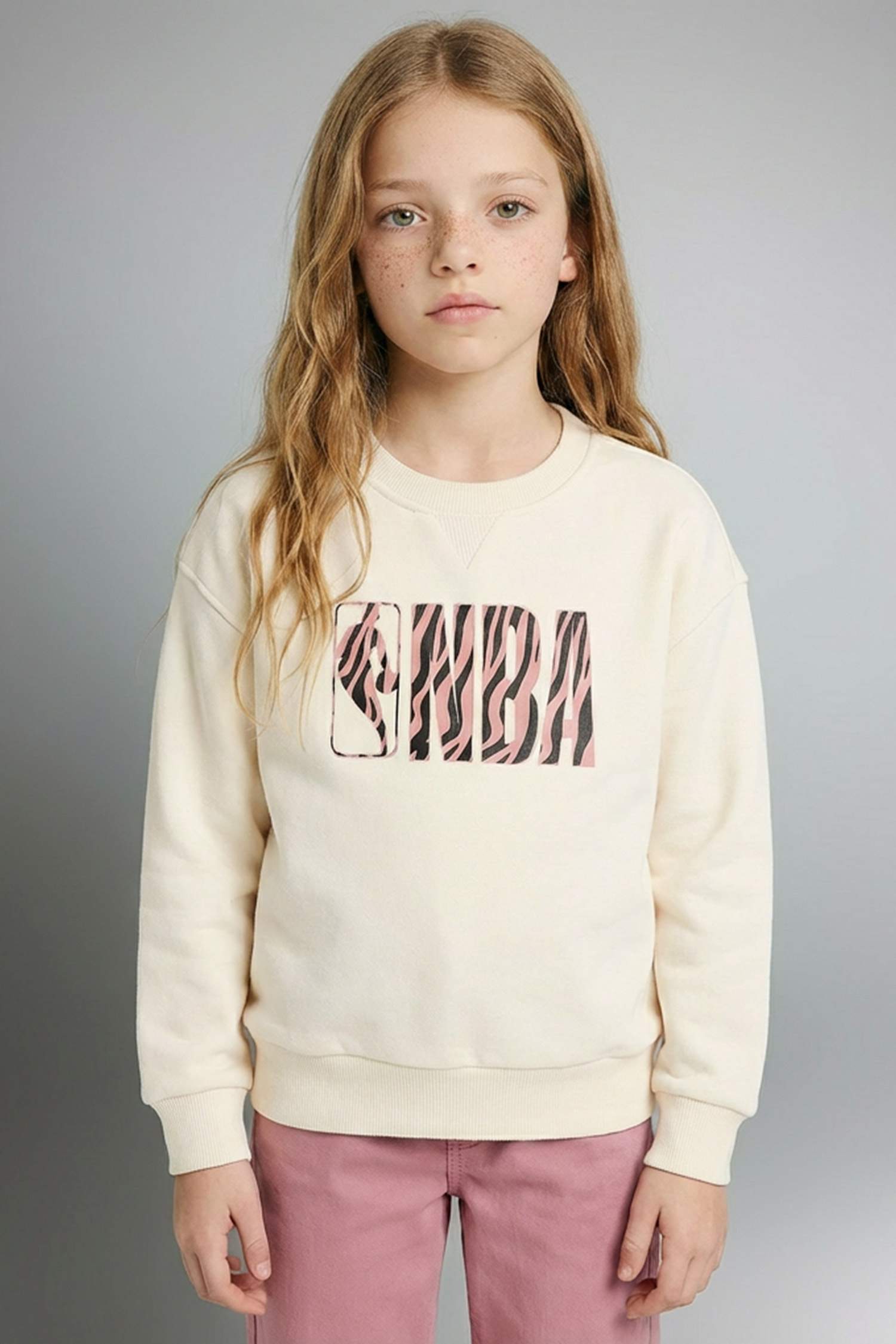 NBA Oversize Geniş Kalıp Bisiklet Yaka Sweatshirt Kız Çocuk