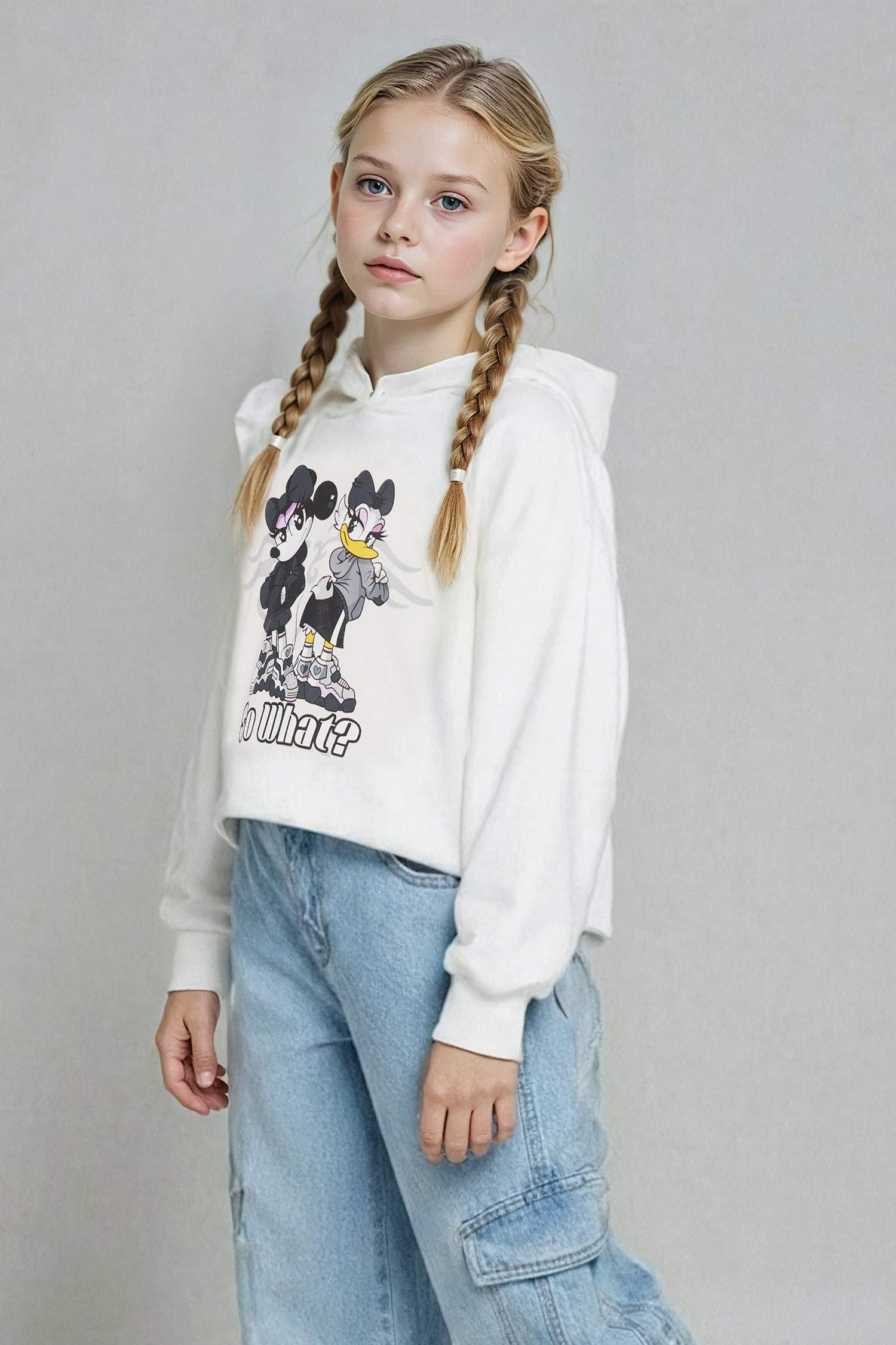 Girl Disney Mickey & Minnie Oversize Fit Hooded Sweatshirt