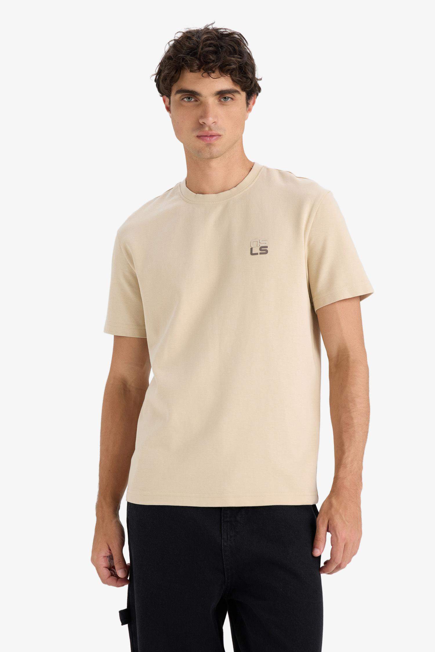 Regular Fit Crew Neck Slogan Pattern Short Sleeve T-Shirt