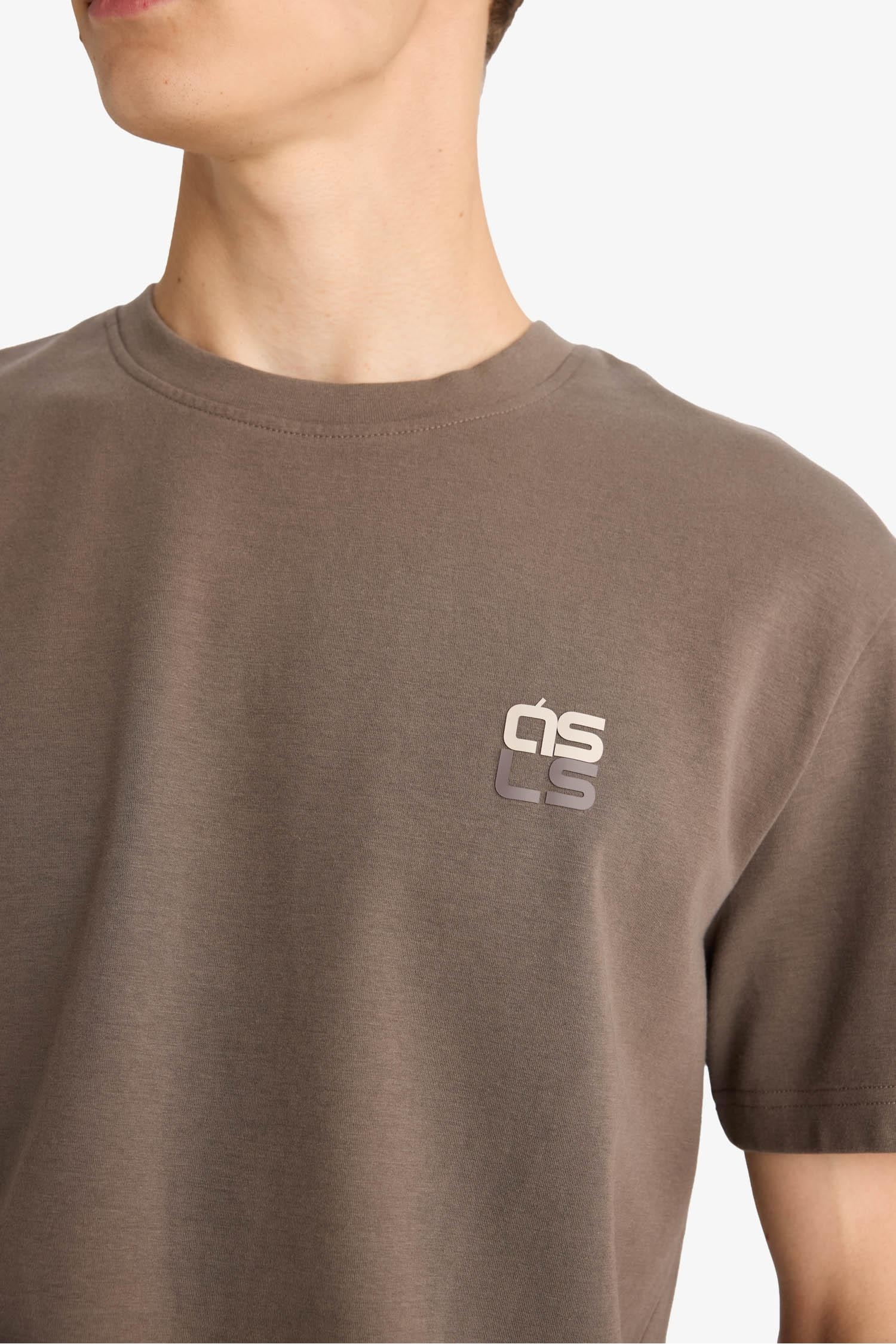 تيشيرت نص ردن مطبوع بياخة مستديرة وقصة عادية