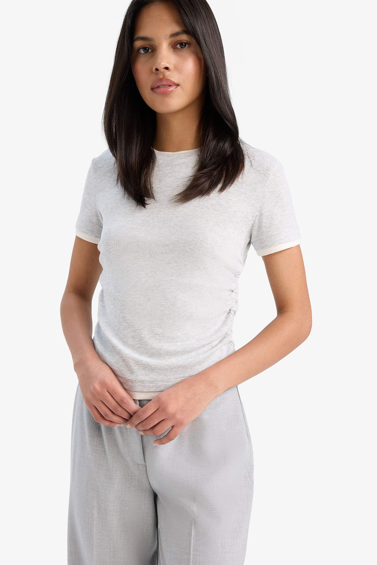 Slim Fit Crew Neck Ribbed Short Sleeve T-Shirt