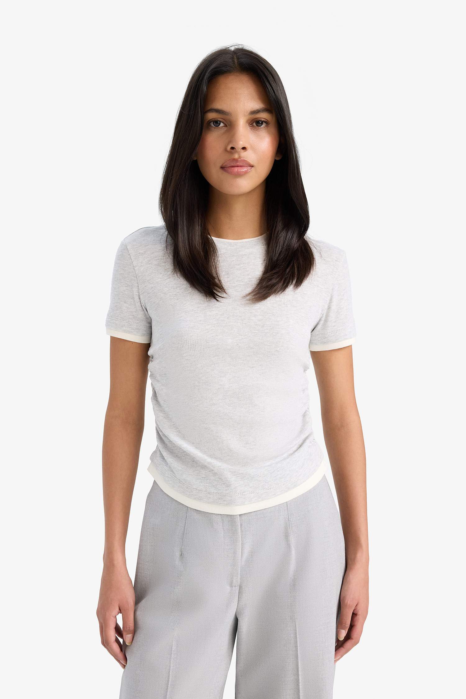 Slim Fit Crew Neck Ribbed Short Sleeve T-Shirt