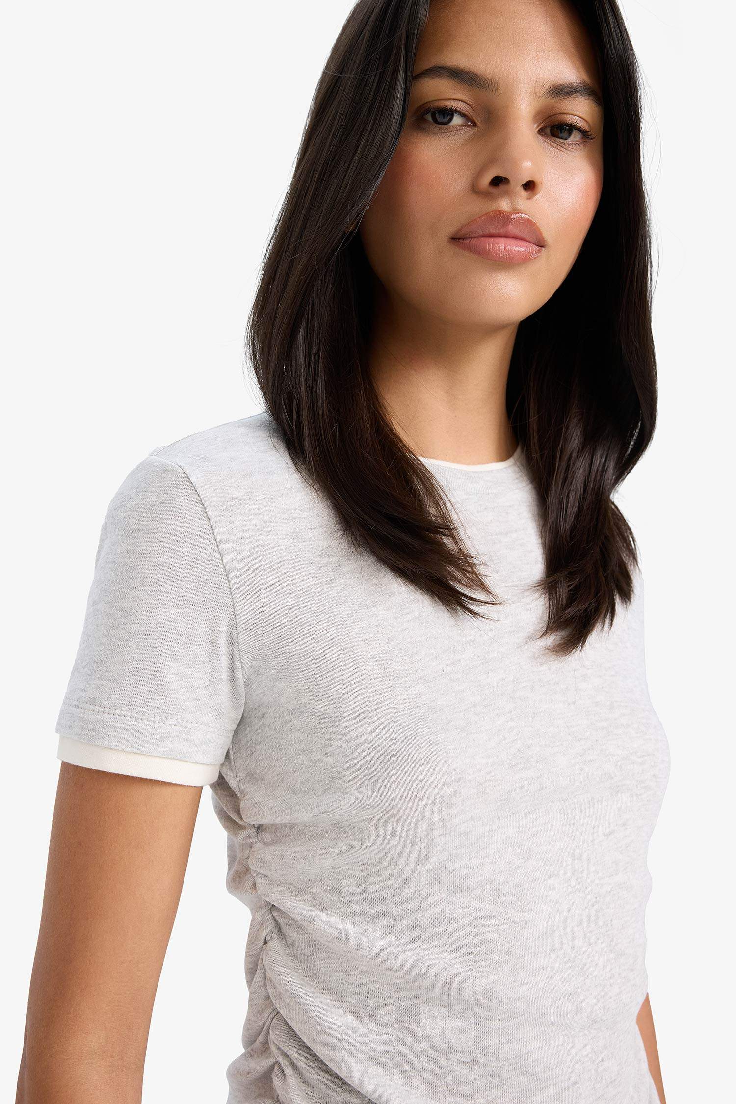 Slim Fit Crew Neck Ribbed Short Sleeve T-Shirt