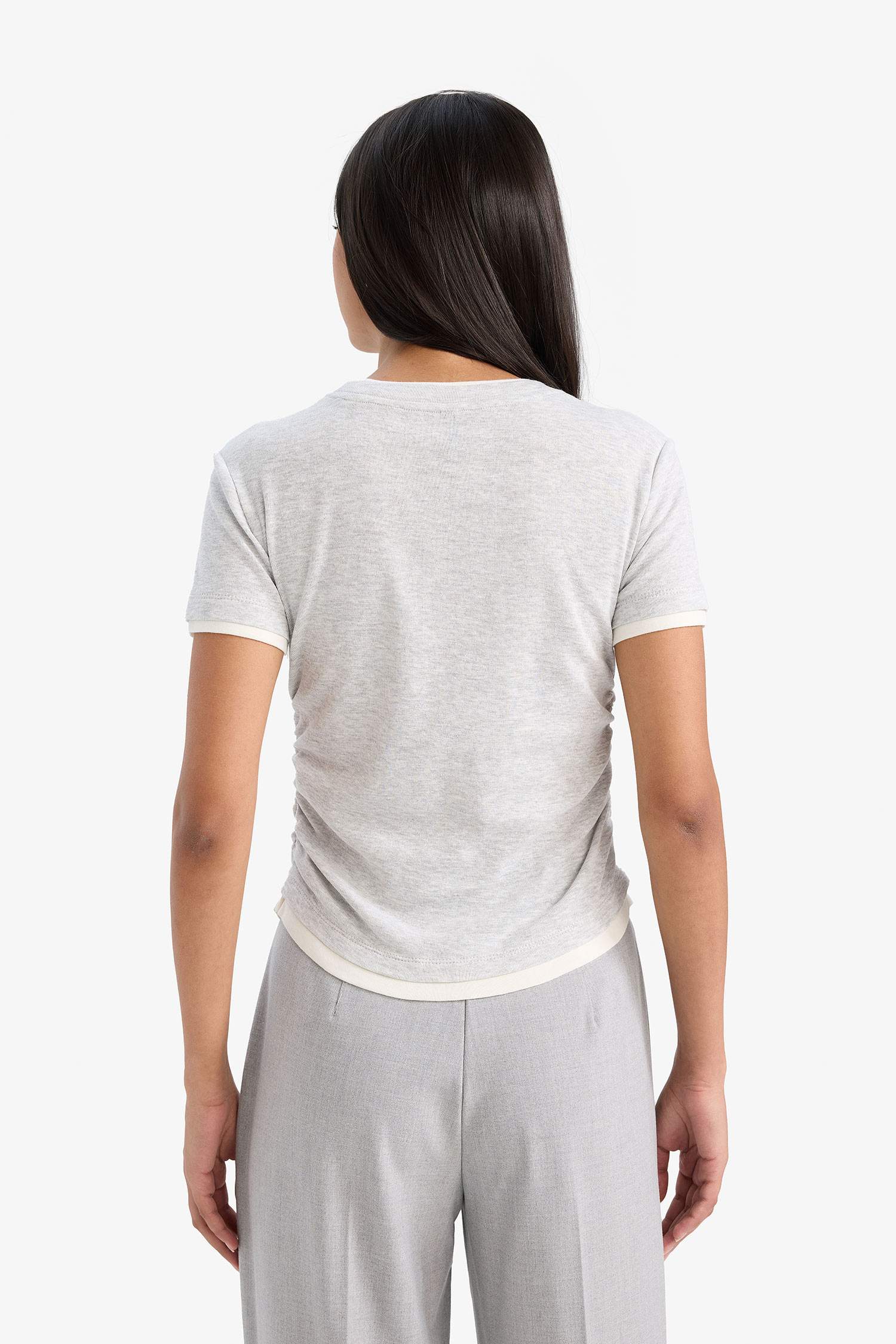 Slim Fit Crew Neck Ribbed Short Sleeve T-Shirt