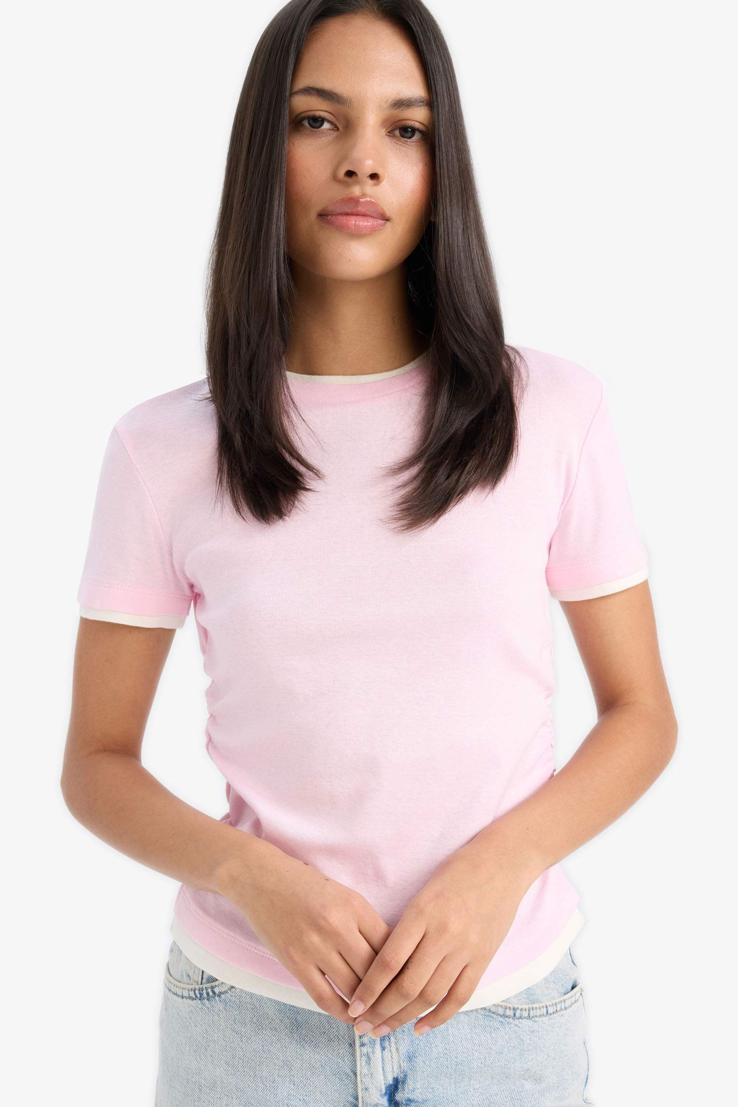 Slim Fit Crew Neck Ribbed Short Sleeve T-Shirt