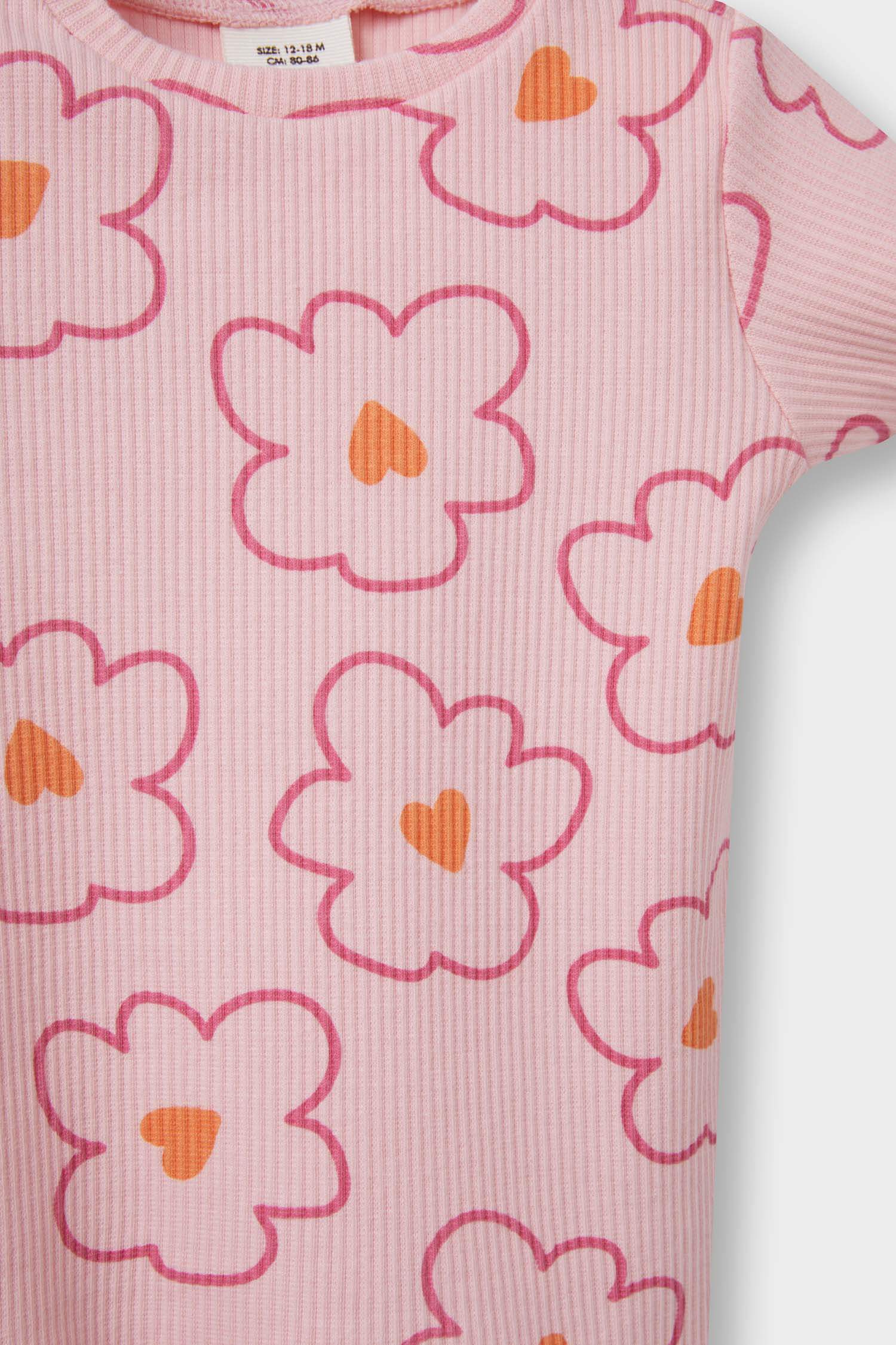 تيشيرت بيبي بناتي نص ردن مضلع فلورال قصة عادية