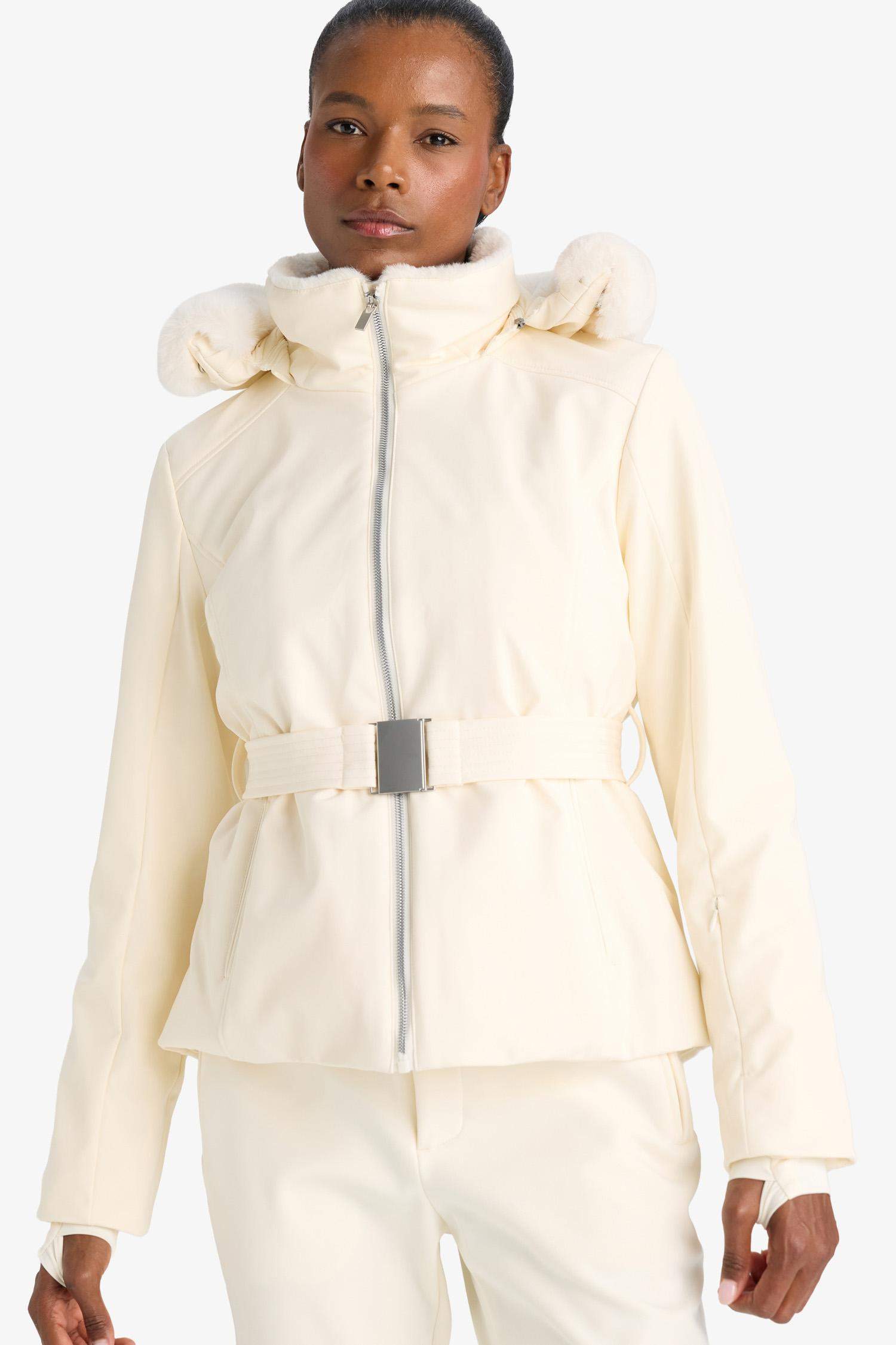 Su İtici Slim Fit Dar Kesim Kemerli Kapüşonlu Softshell Kayak Montu