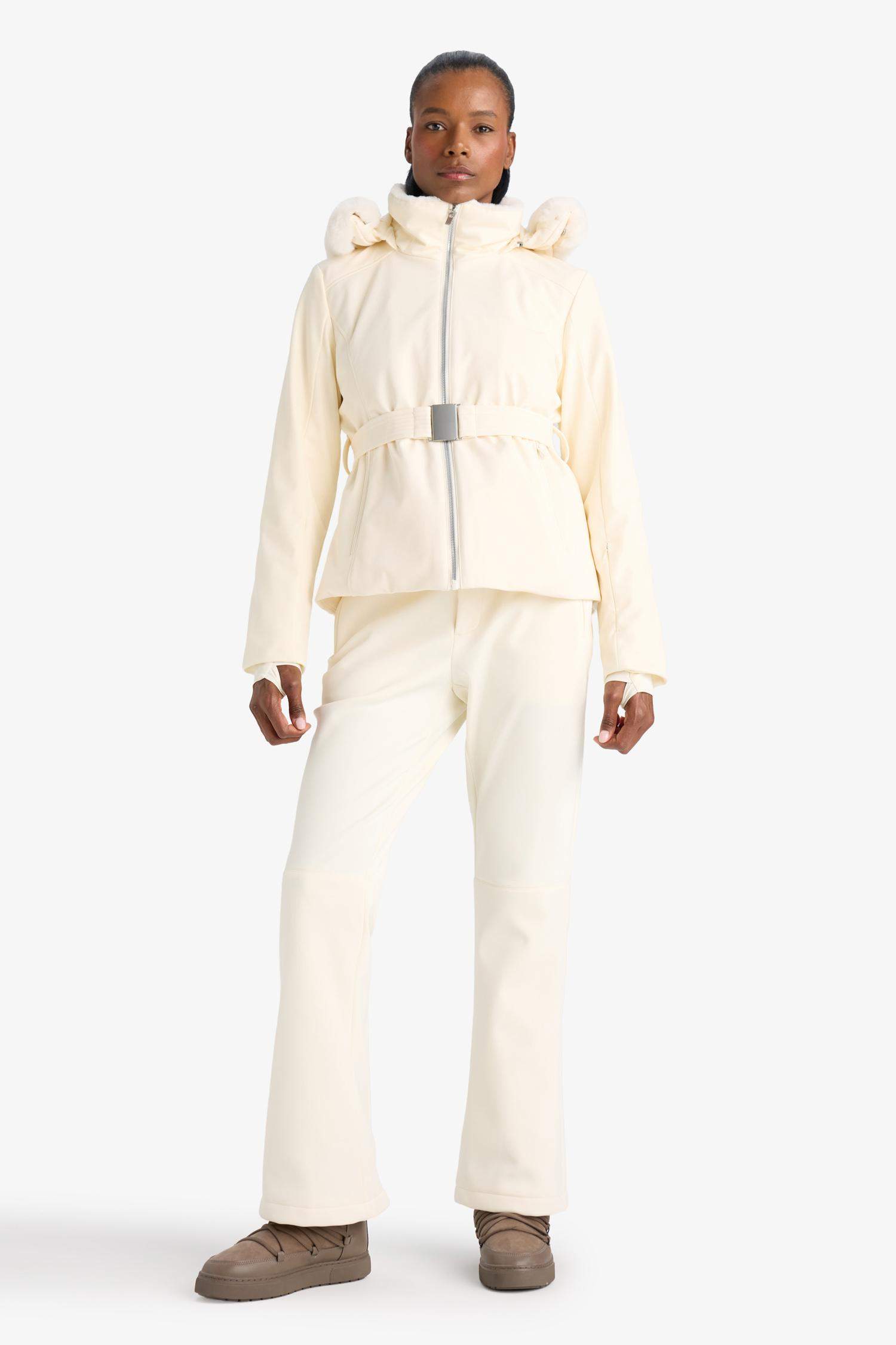 Su İtici Slim Fit Dar Kesim Kemerli Kapüşonlu Softshell Kayak Montu