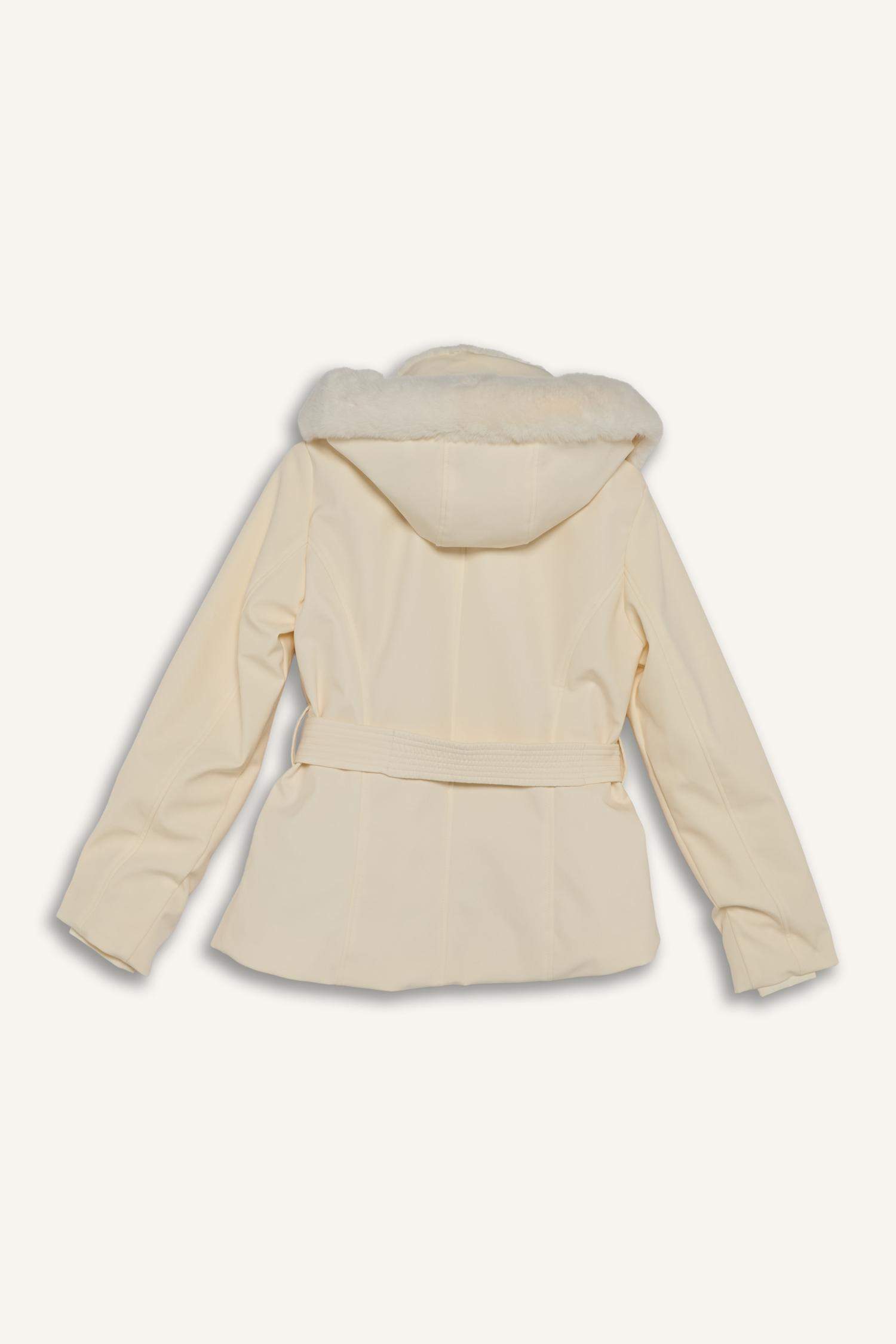 Waterproof Slim Fit Belted Hooded Softshell Ski Jacket