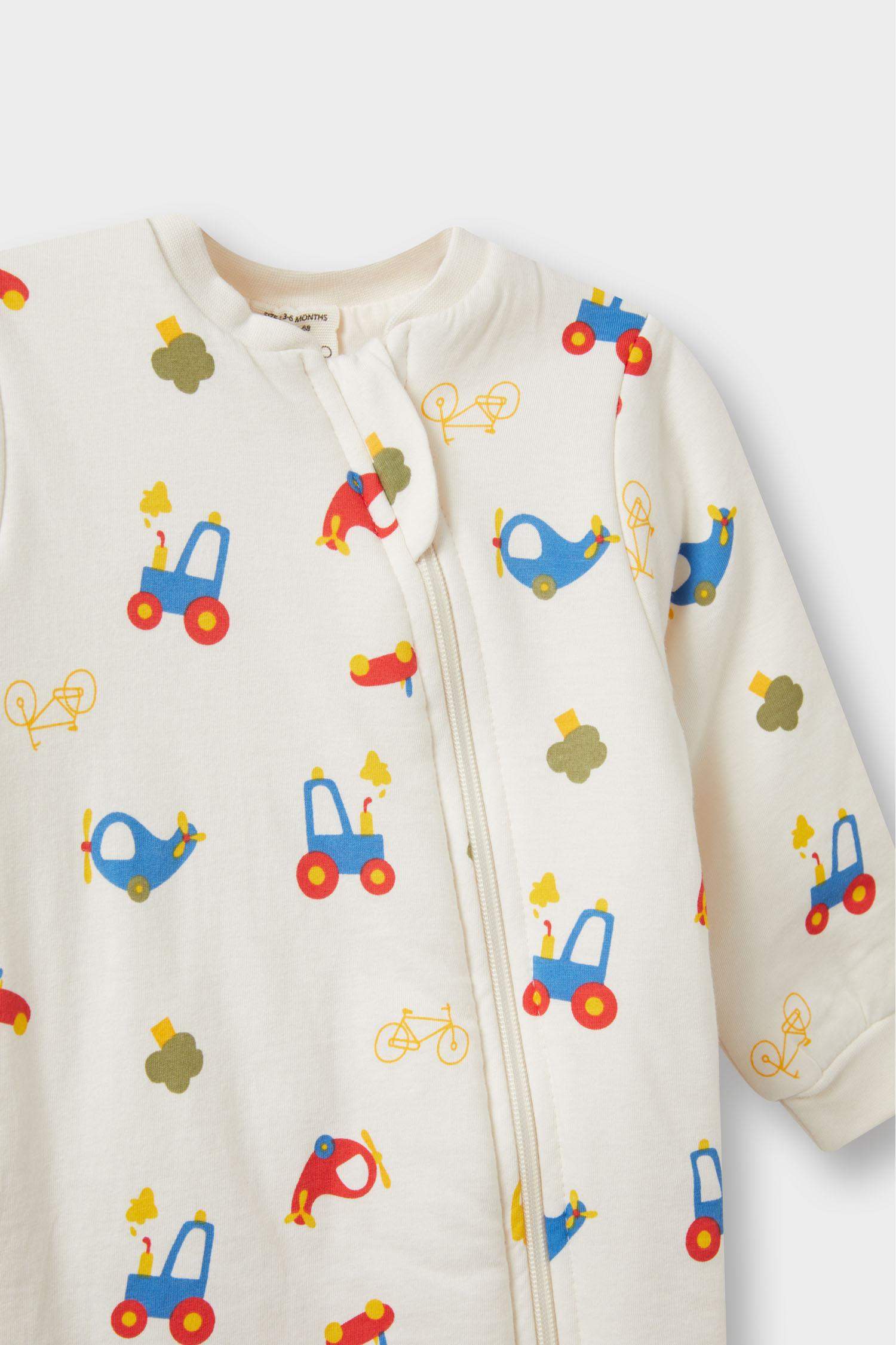 Erkek Bebek 1,6 Tog Elyaf Araç Baskılı Penye Uzun Kollu Tulum