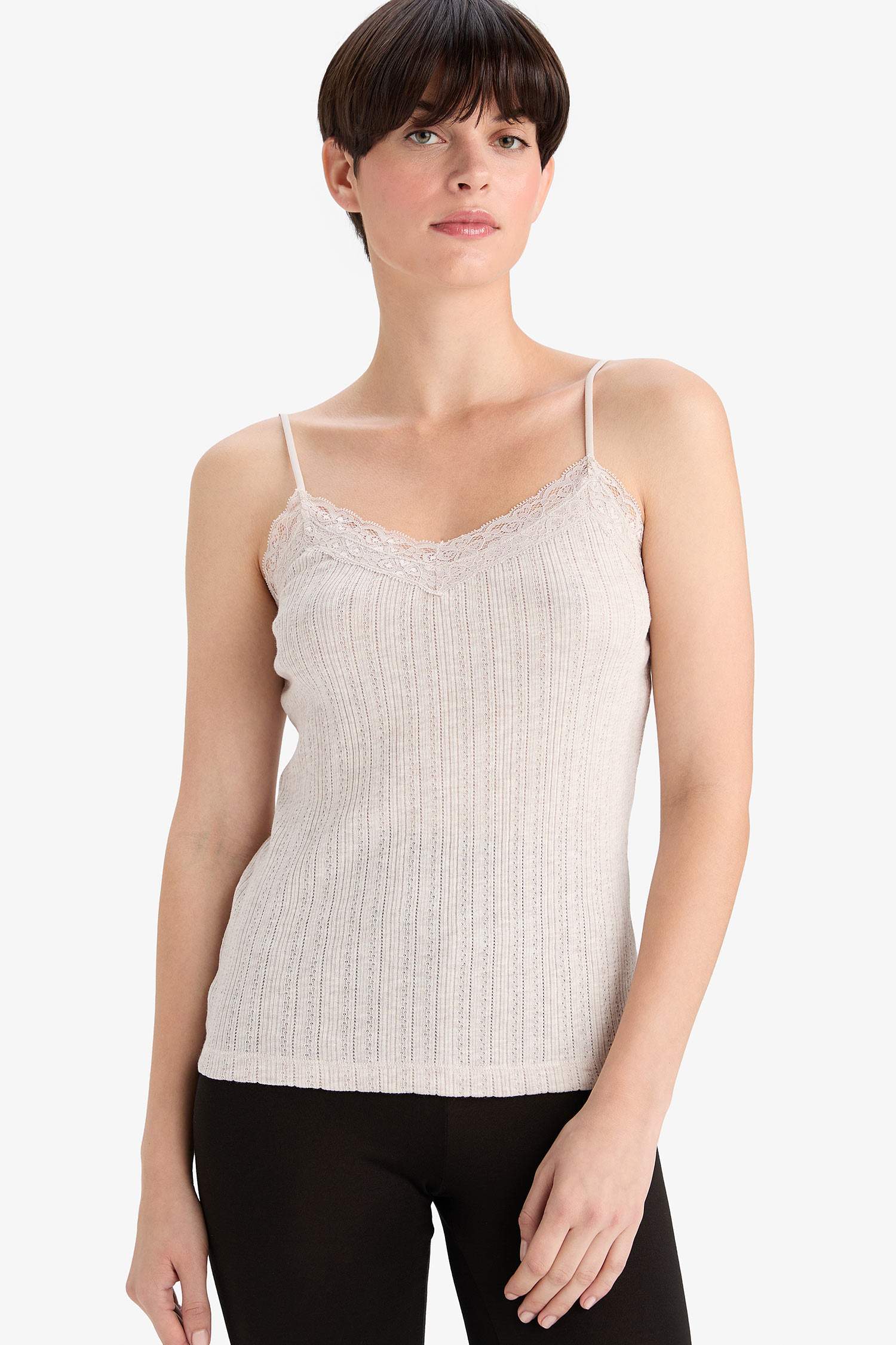 Dantel Detaylı Ribana Atlet-Fall in Love