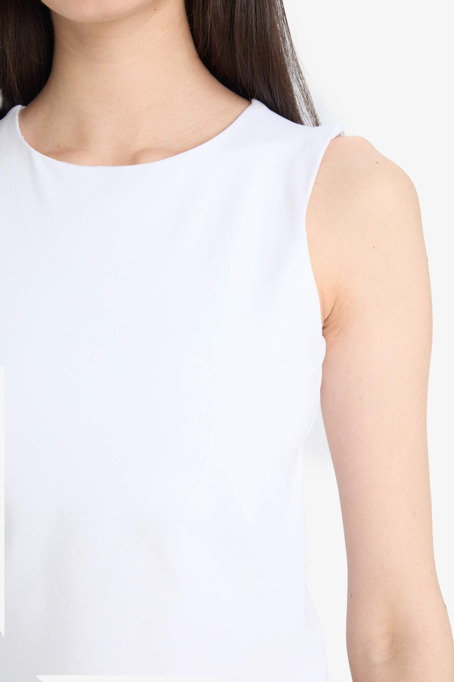 Regular Fit Basic Düz Bisiklet Yaka Beyaz Atlet