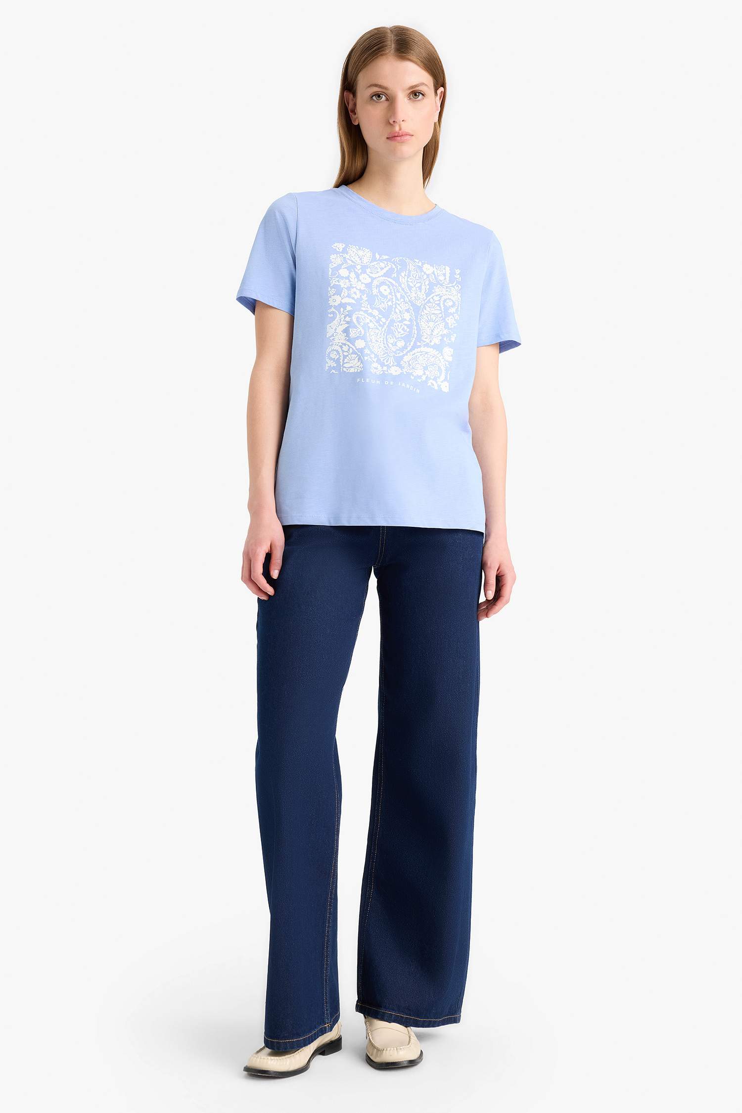 Regular Fit Ethnic Patterned Cotton Short Sleeve T-Shirt