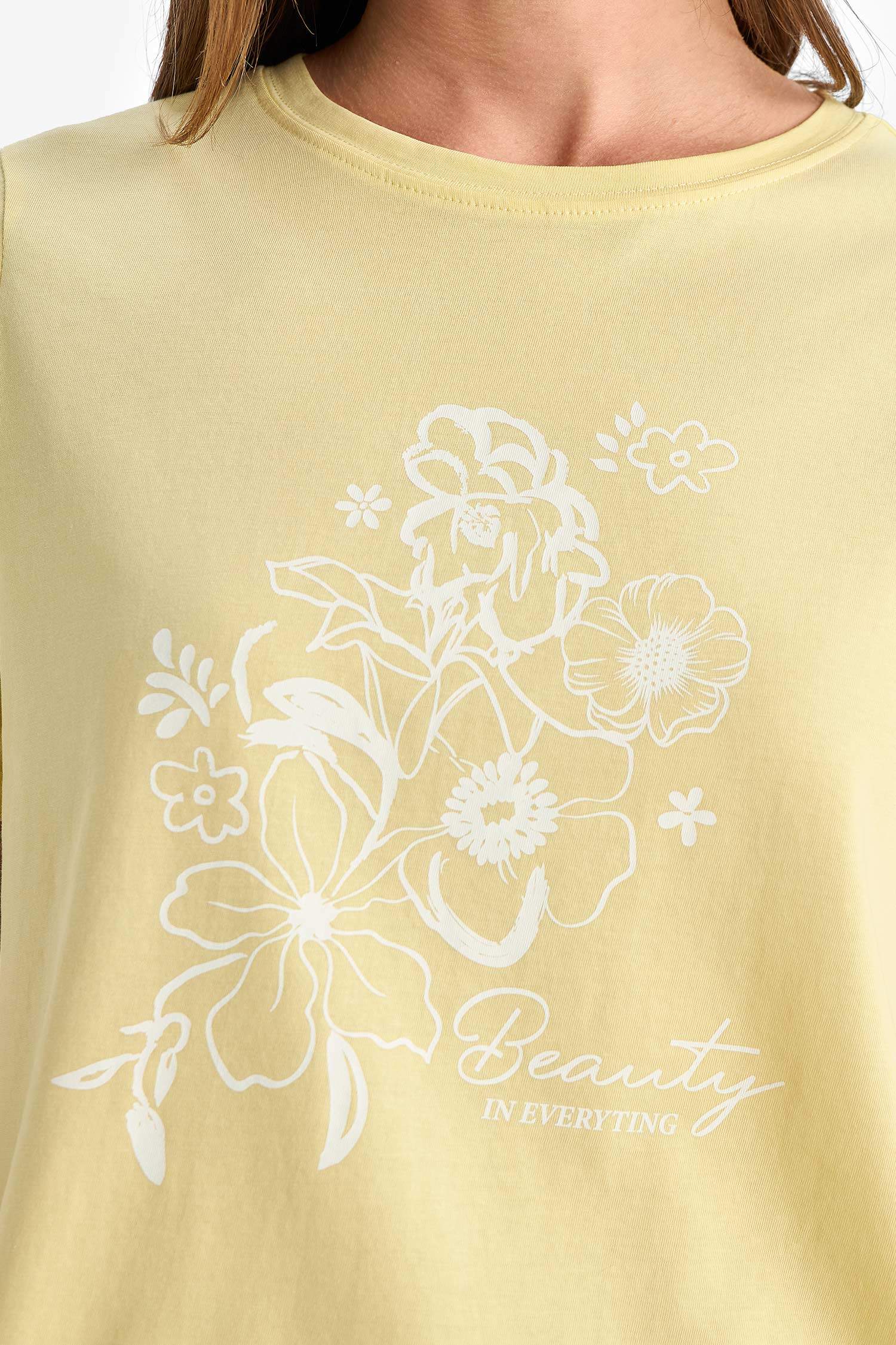 Regular Fit Crew Neck Ethnic Patterned Cotton T-Shirt