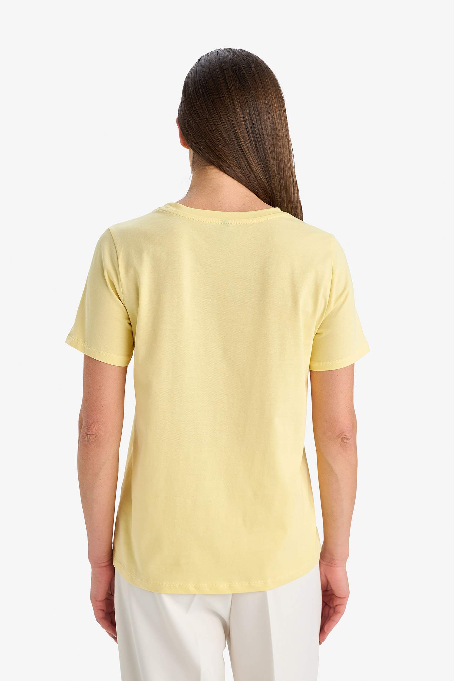 Regular Fit Crew Neck Ethnic Patterned Cotton T-Shirt