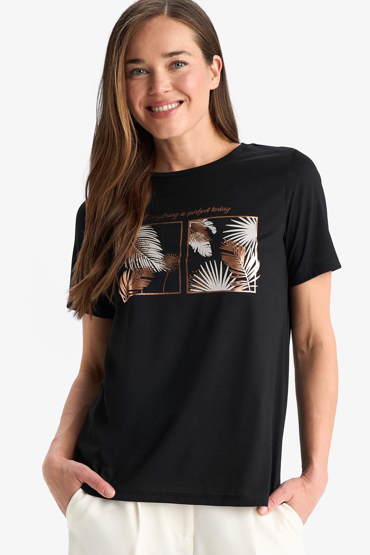 Crew Neck Floral Short Sleeve T-Shirt