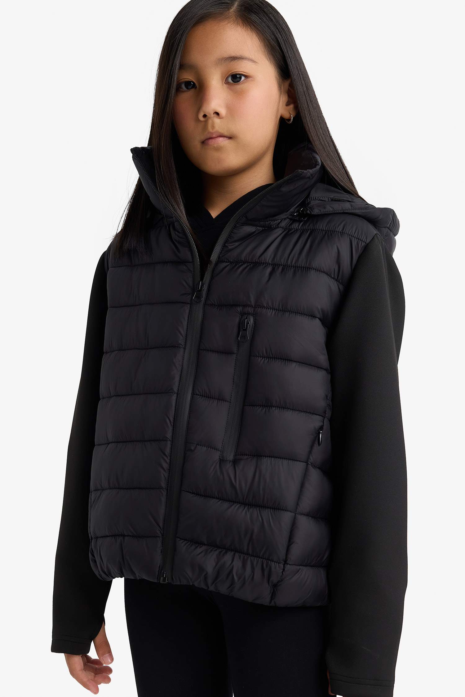 Girl Hooded Zipper Puffer Jacket
