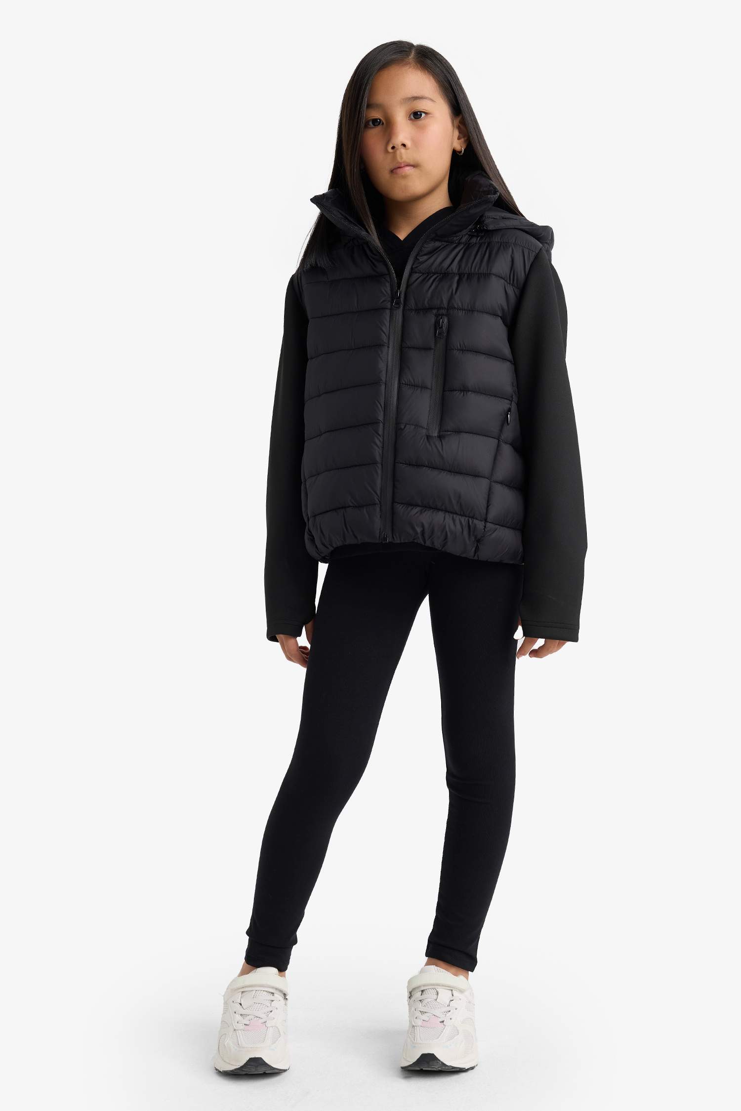Girl Hooded Zipper Puffer Jacket