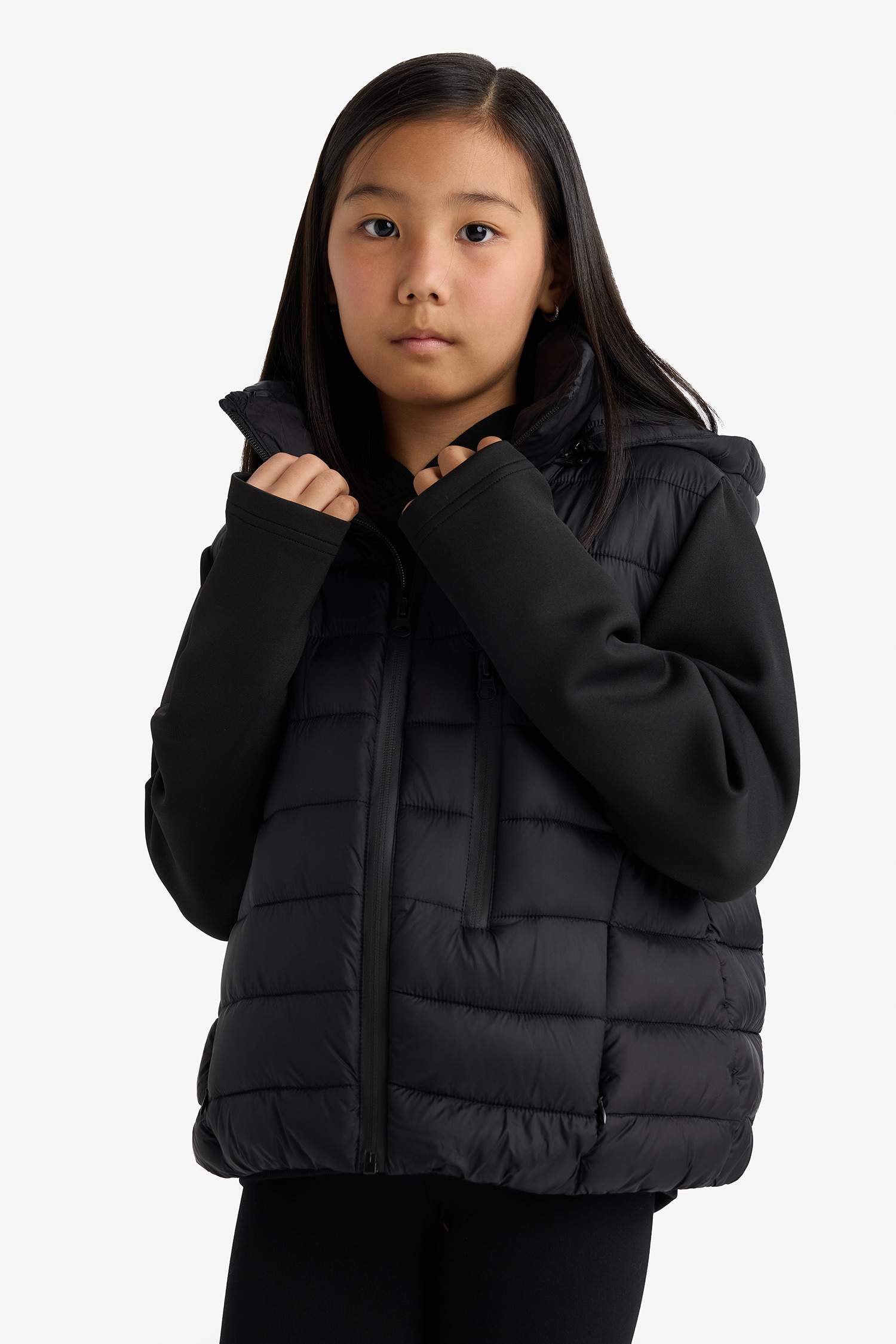 Girl Hooded Zipper Puffer Jacket