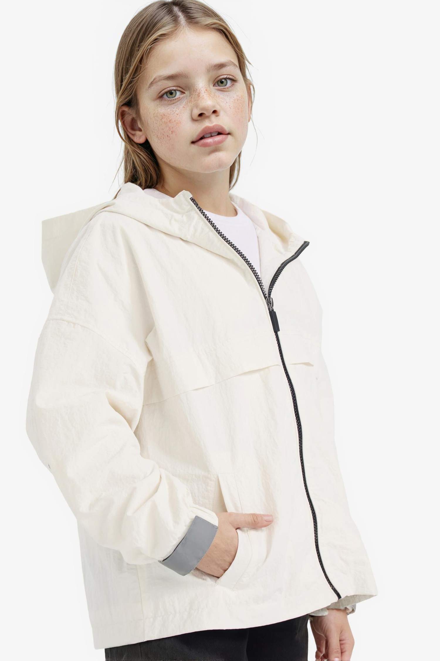 Дождевик с сетчатой подкладкой и капюшоном для девочек