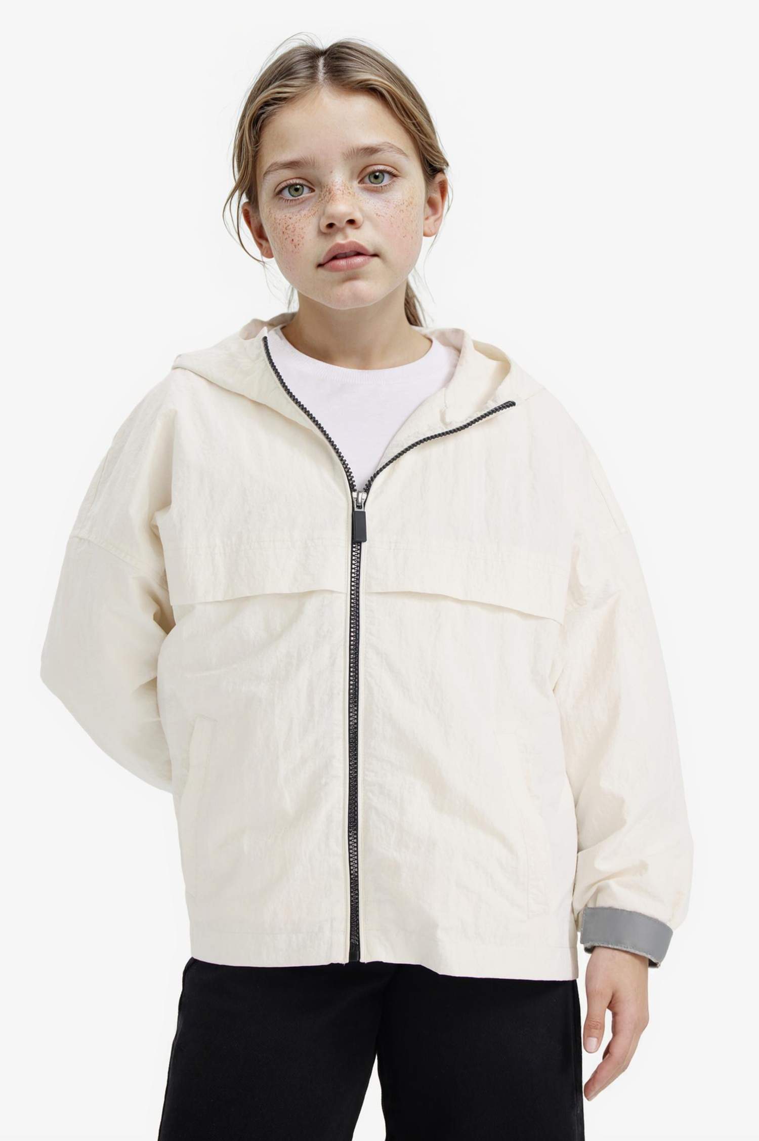 Дождевик с сетчатой подкладкой и капюшоном для девочек