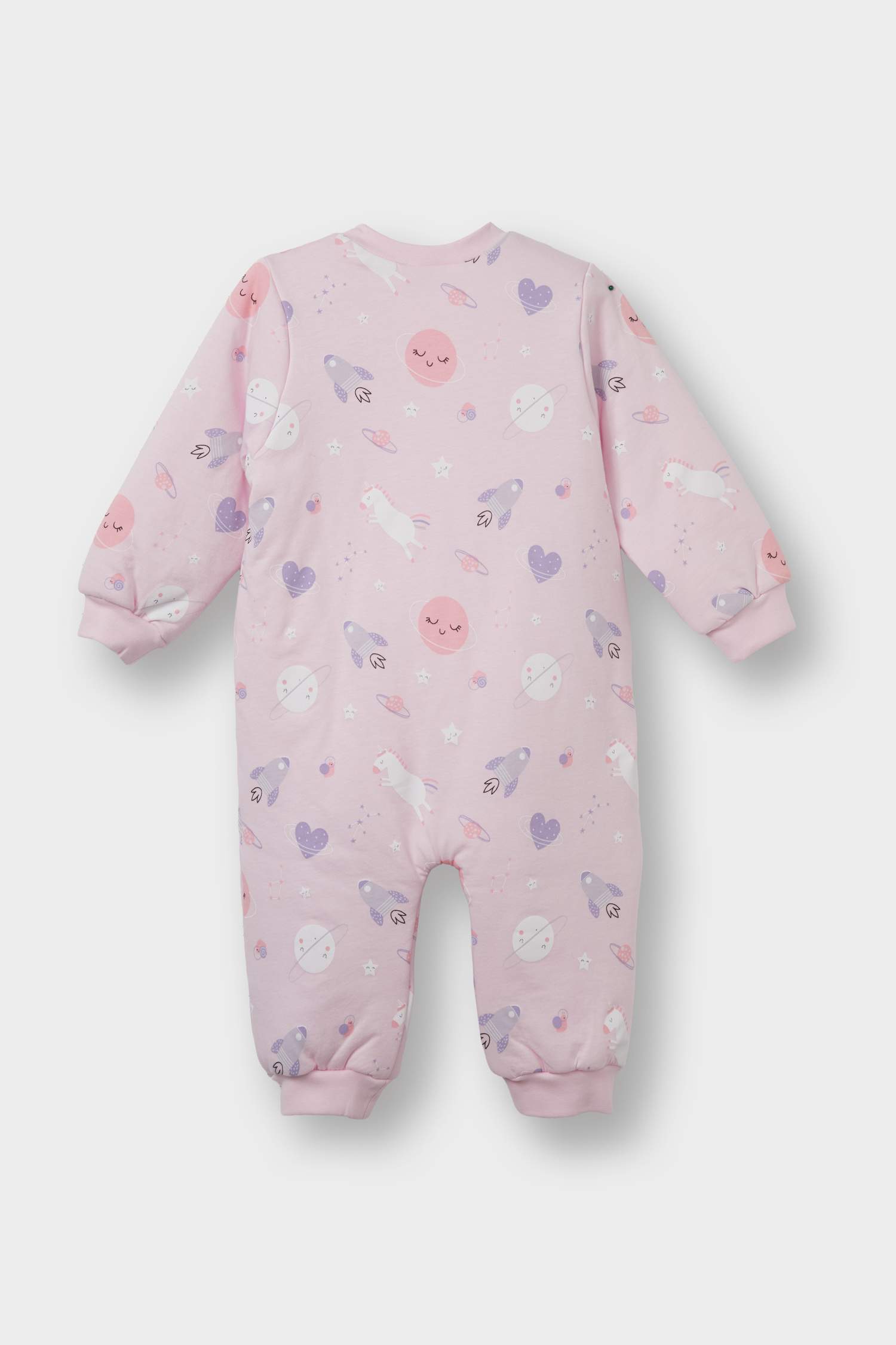 Kız Bebek 1,6 Tog Elyaf Desenli Fermuarlı Uzun Kollu Tulum