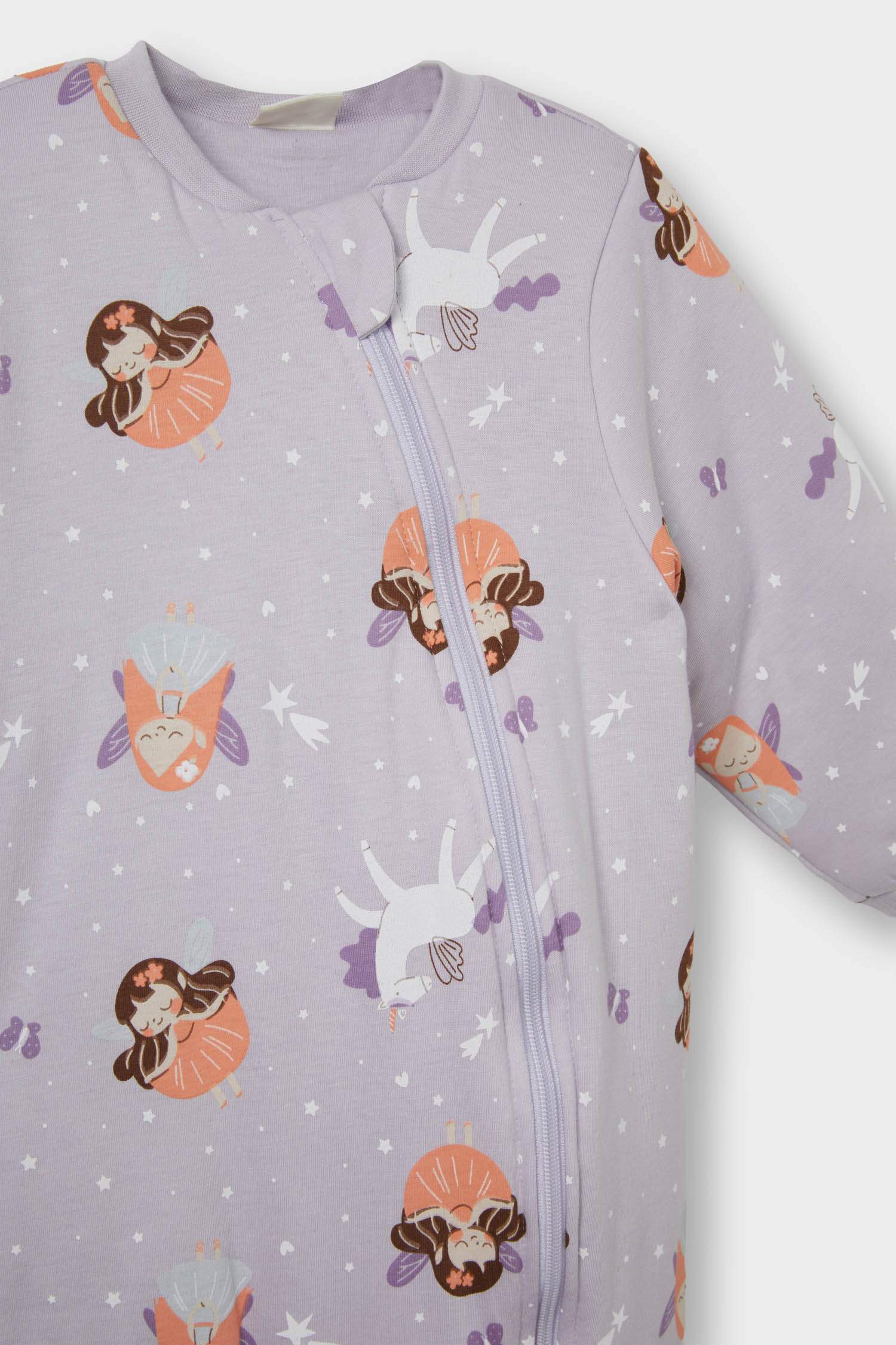 Kız Bebek 2,5 Tog Elyaf Desenli Fermuarlı Uzun Kollu Penye Tulum