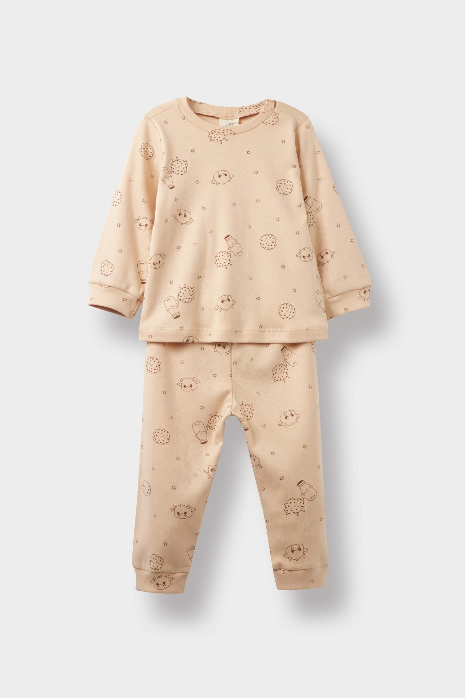 طقم بيجاما بيبي اولادي ممشط قصة عادية - قطعتين