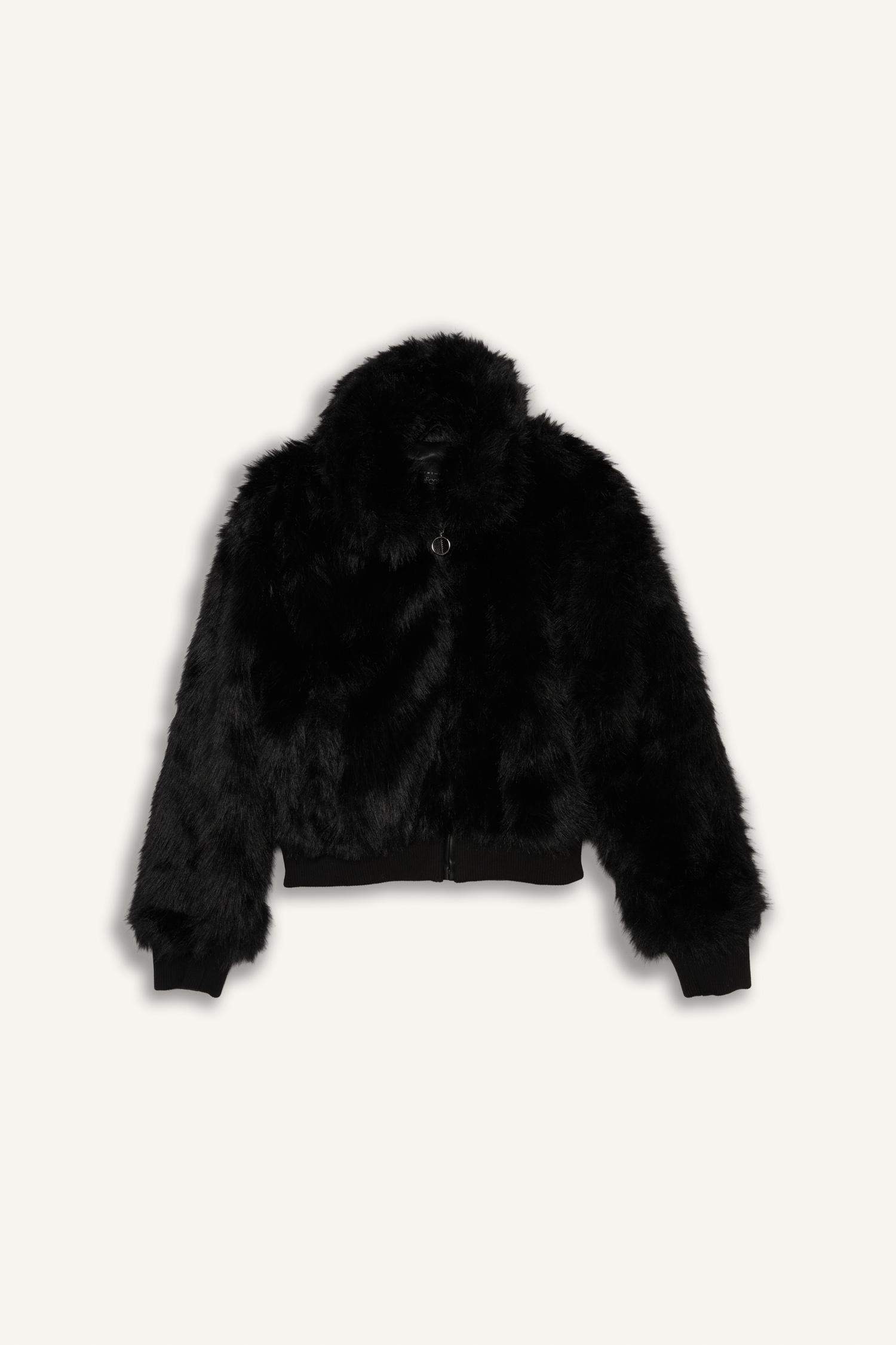 Короткая куртка Regular Fit на молнии из искусственного меха