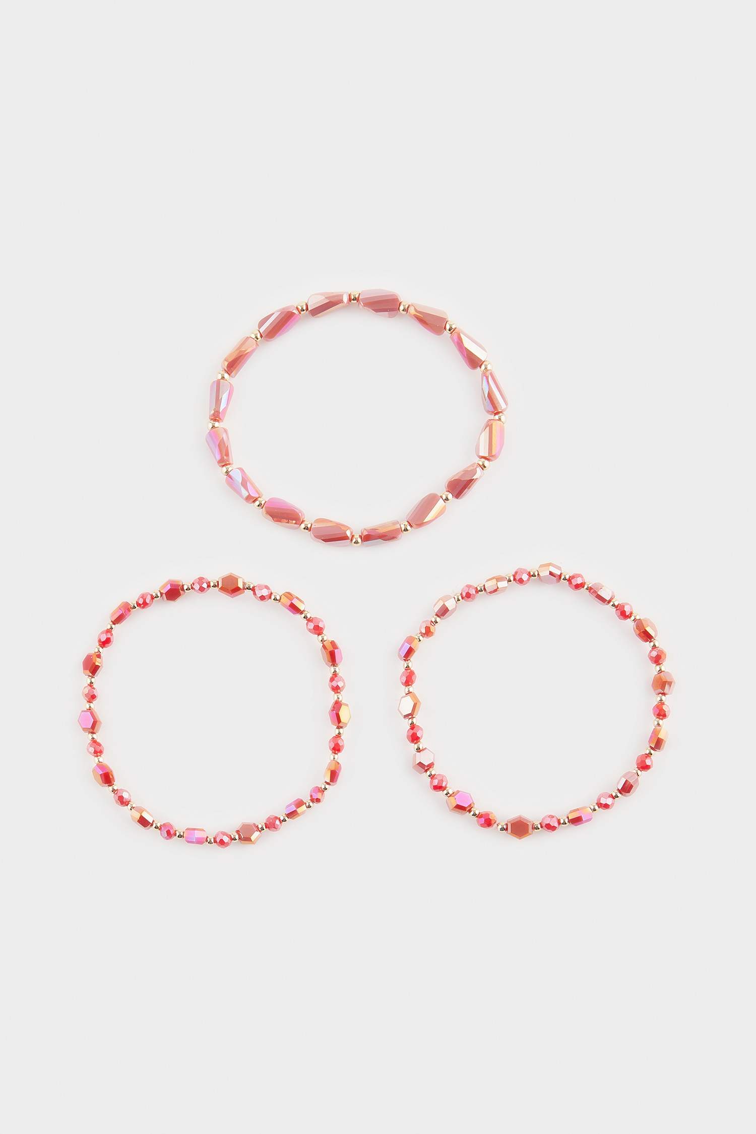 Kadın 3'lü Kırmızı Taşlı Bileklik