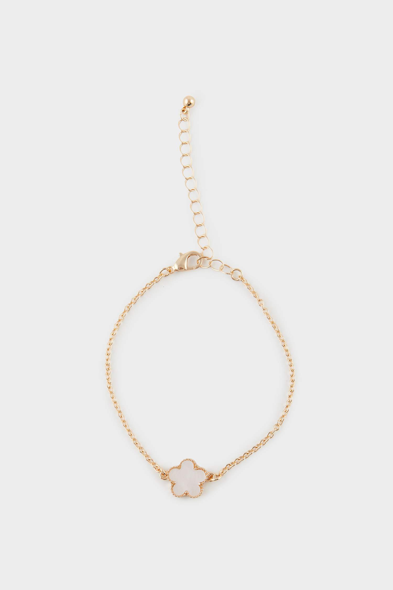 Kadın 2'li Beyaz Çiçekli Gold Bileklik