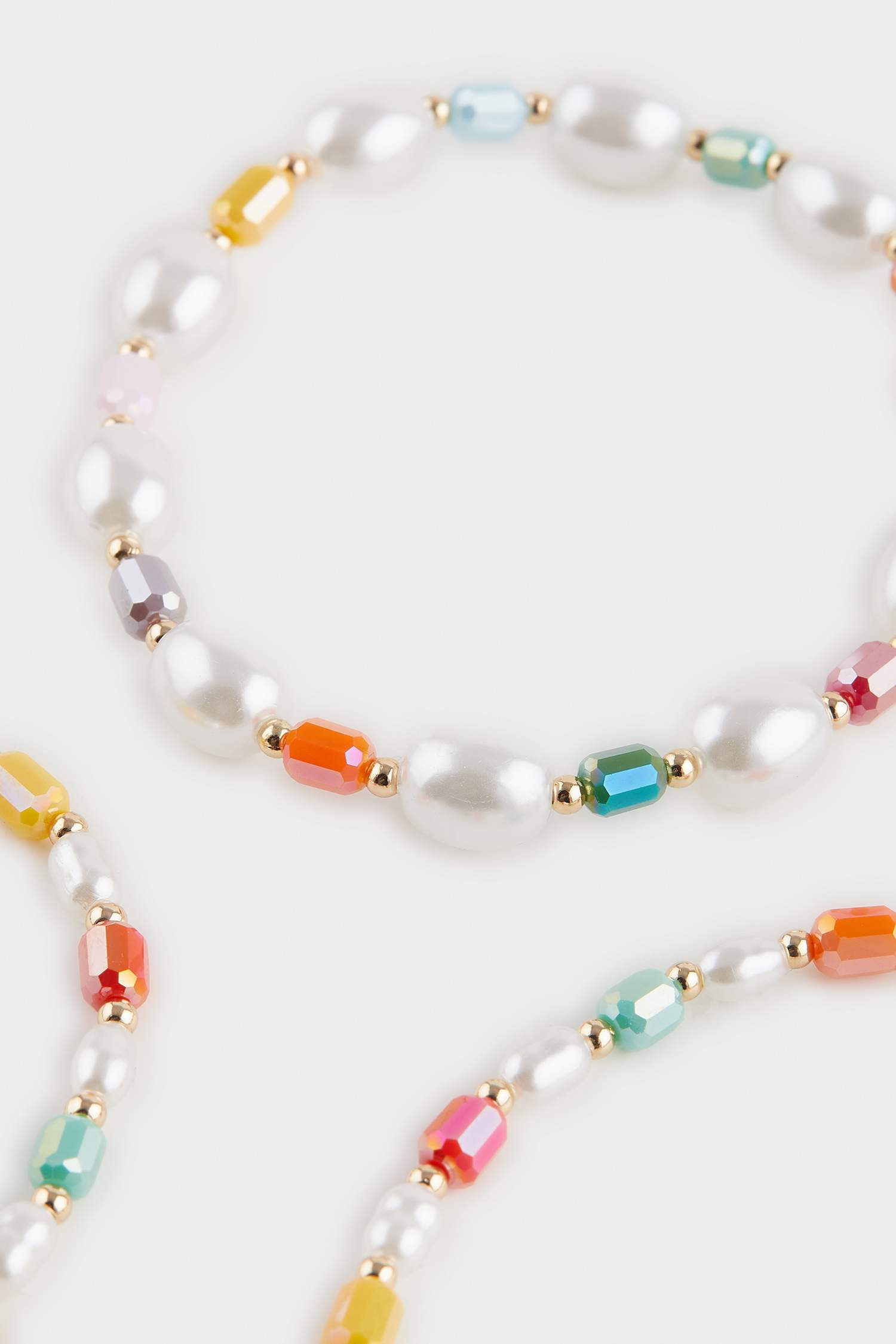 Kadın 3'lü Renkli Taşlı İnci Detaylı Bileklik