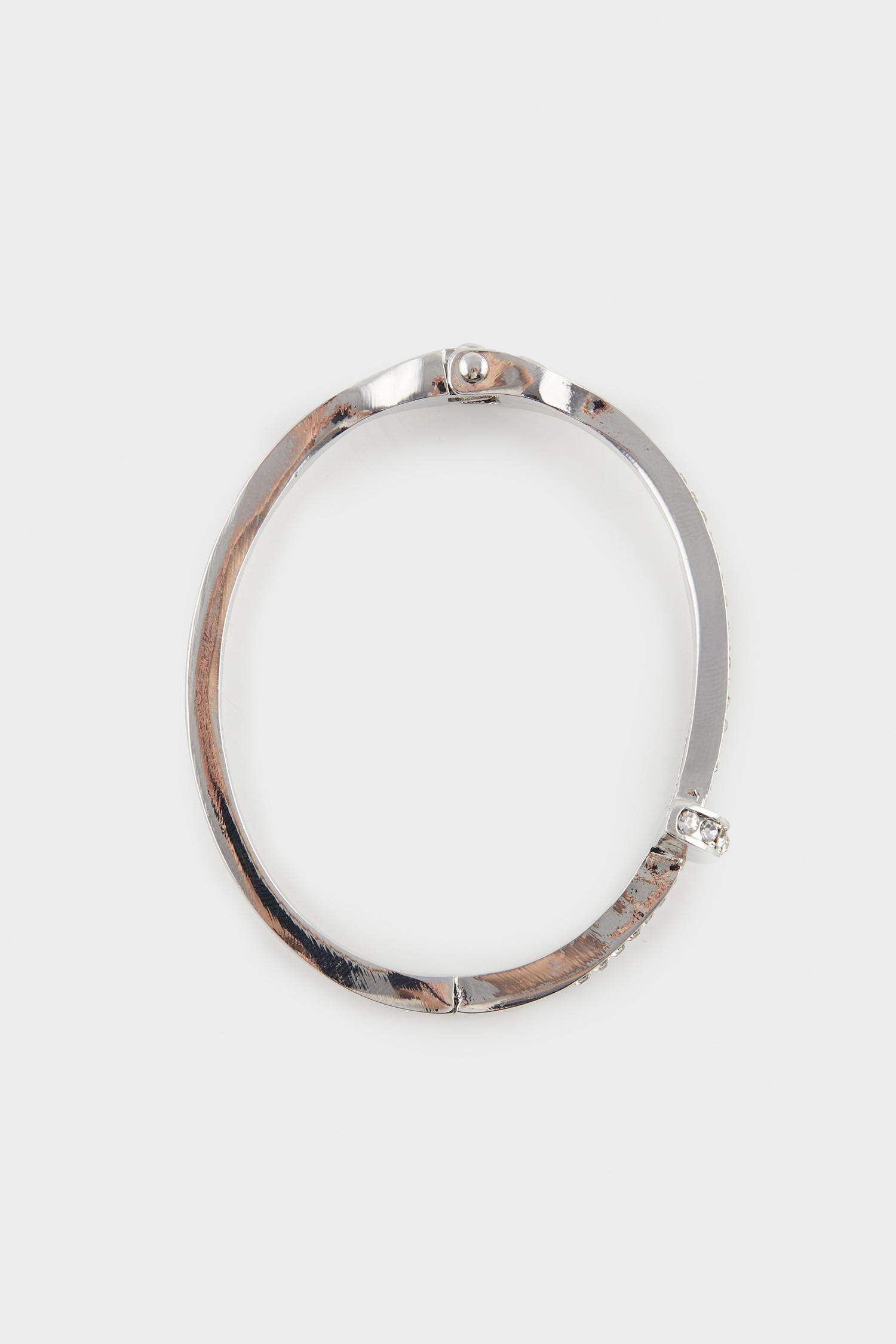 Woman Silver Stone Cuff Bracelet