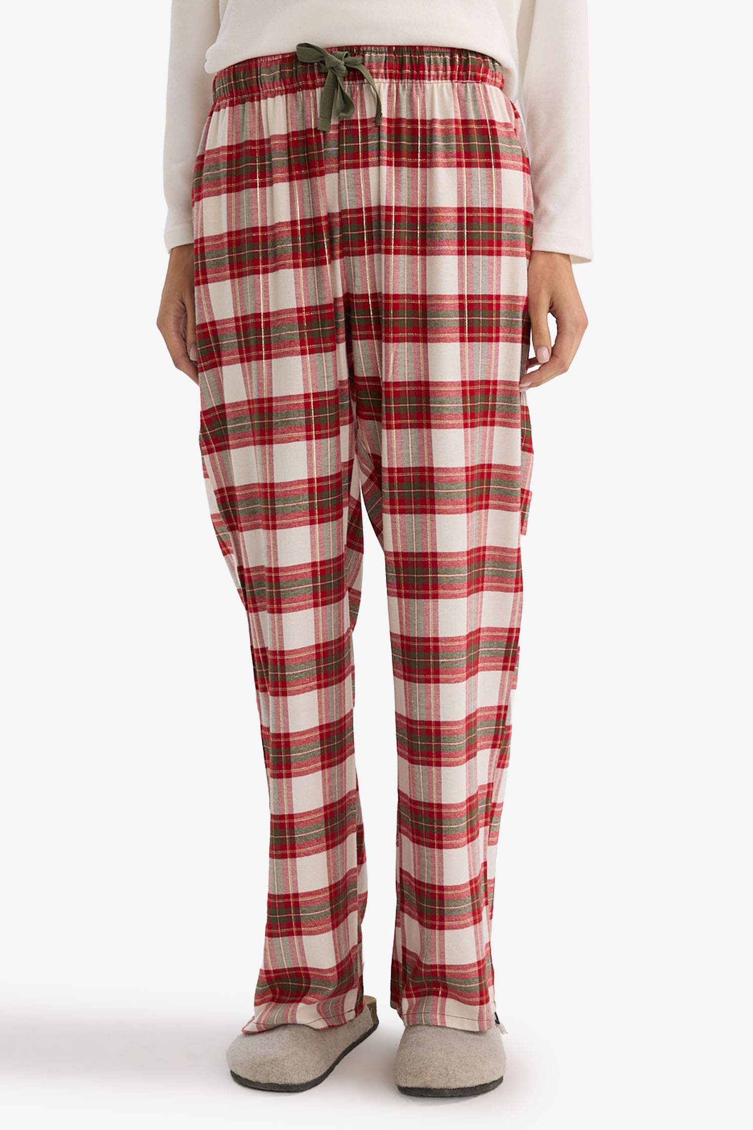 Regular Fit Uzun Boy Flanel Kareli Pijama Altı-Fall in Love