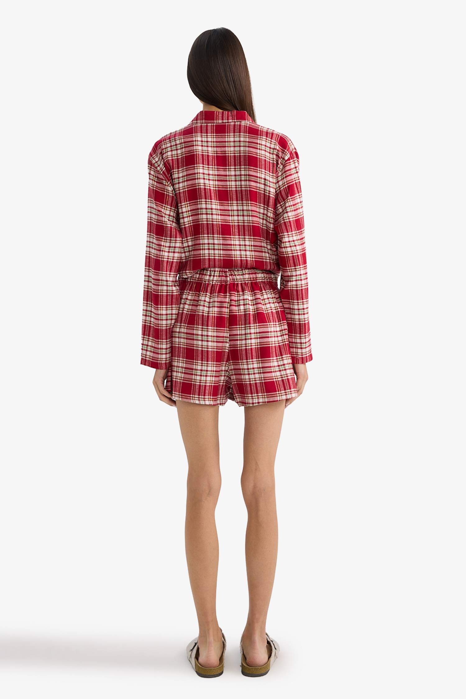 Regular Fit Flanel Kareli Şort Pijama Altı-Fall in Love