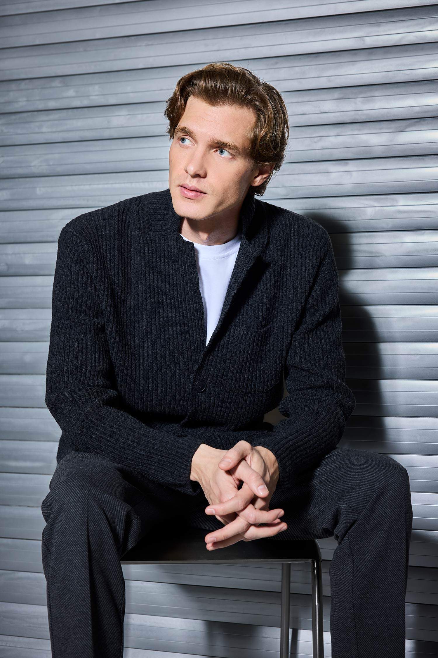 Standart Fit Ceket Yaka Triko Hırka