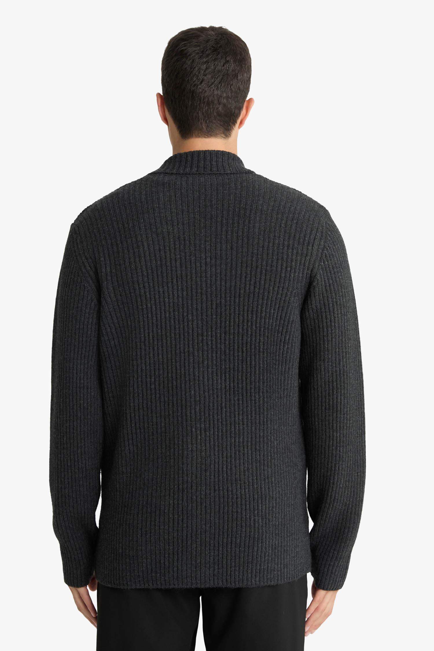 Standart Fit Ceket Yaka Triko Hırka