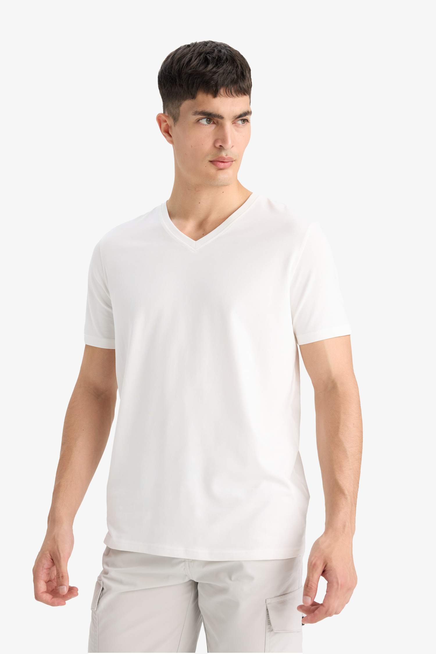 v жаға Қысқа жеңді футболка