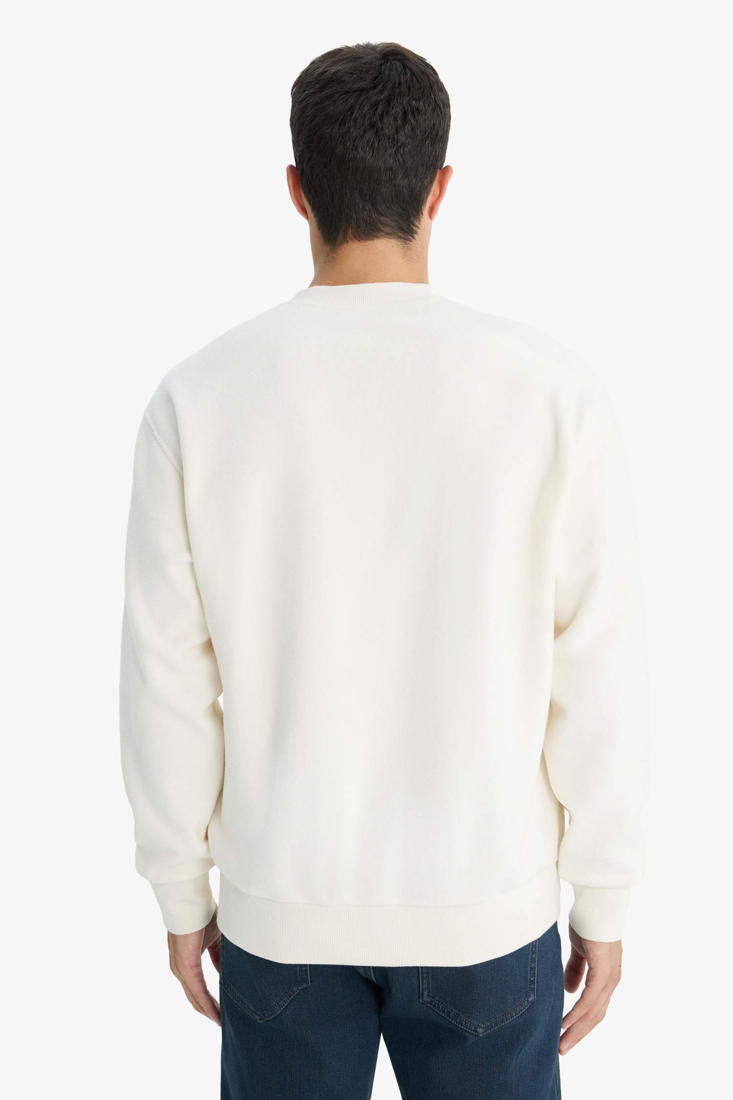 Relax Fit Bisiklet Yaka Polar Sweatshirt